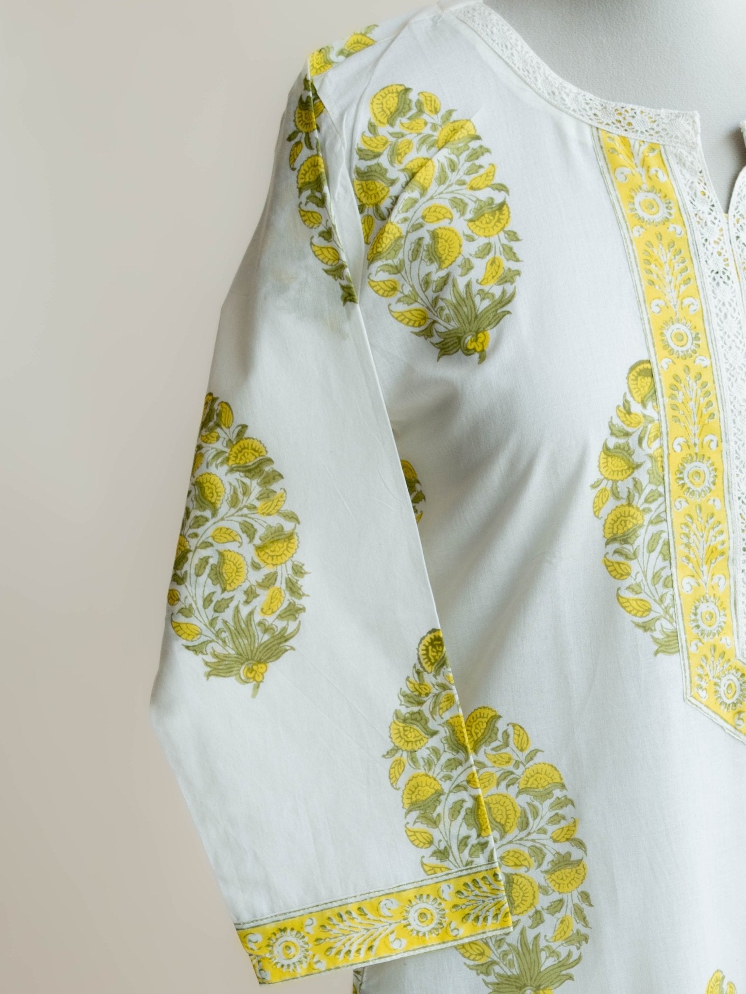Nitara Cotton Block Printed Straight Kurta - AINA