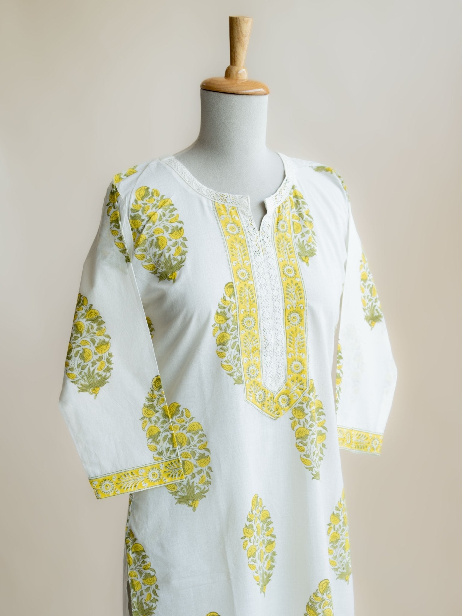 Nitara Cotton Block Printed Straight Kurta - AINA