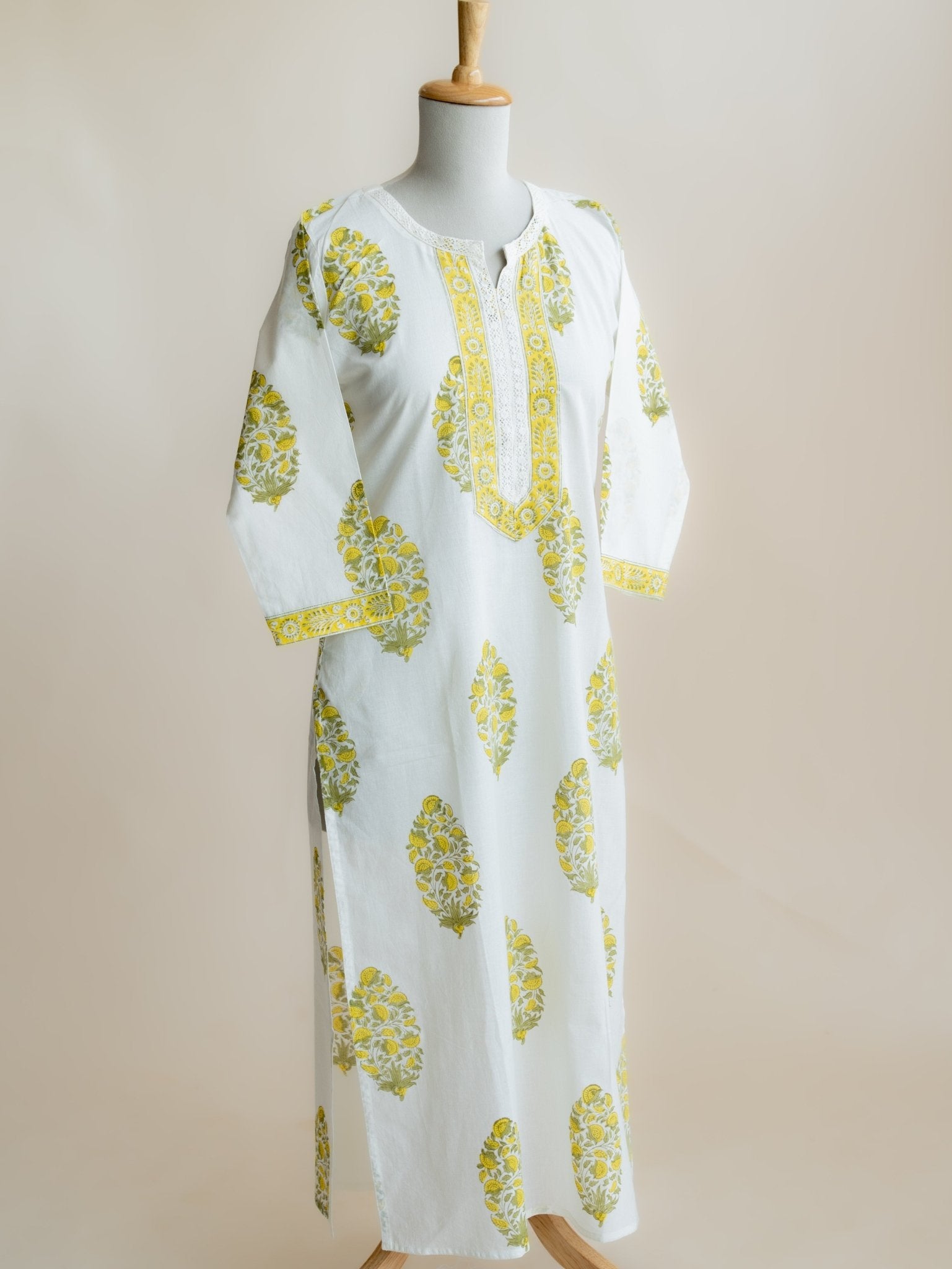 Nitara Cotton Block Printed Straight Kurta - AINA