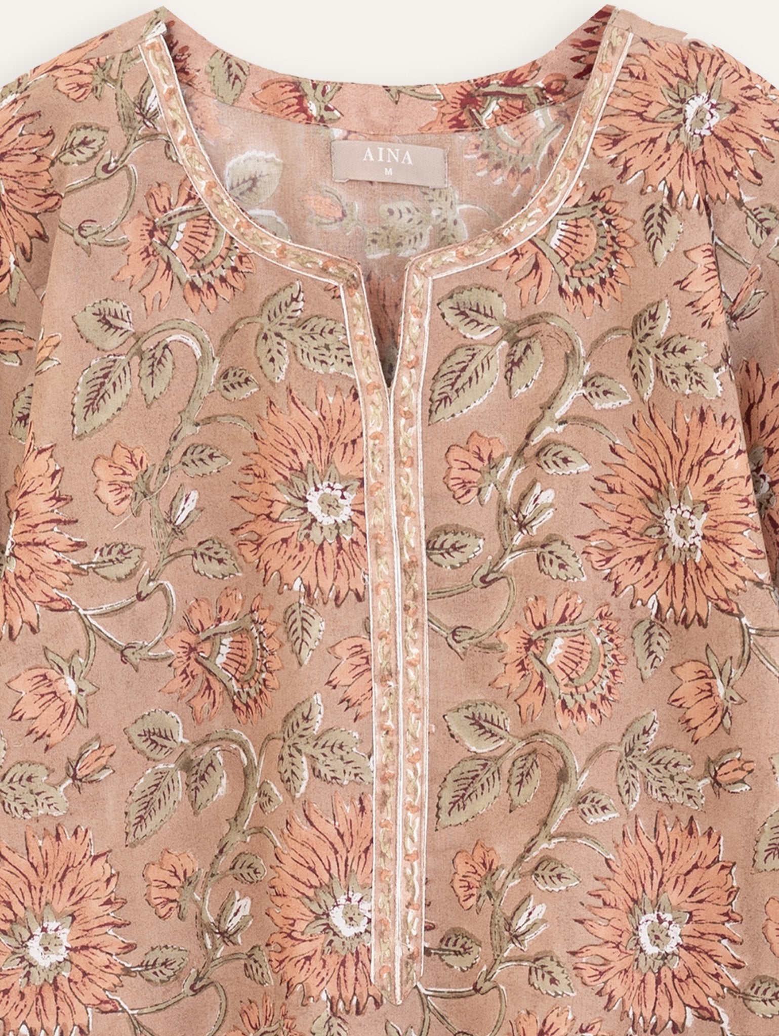 Nithila Cotton Block Printed Straight Kurta - AINA