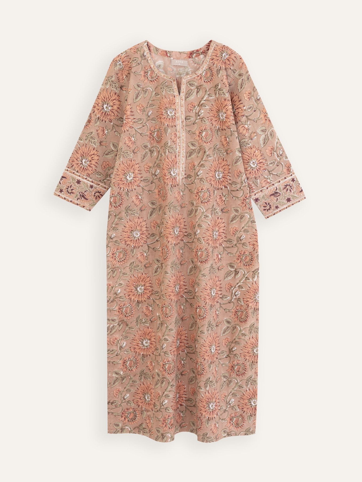Nithila Cotton Block Printed Straight Kurta - AINA