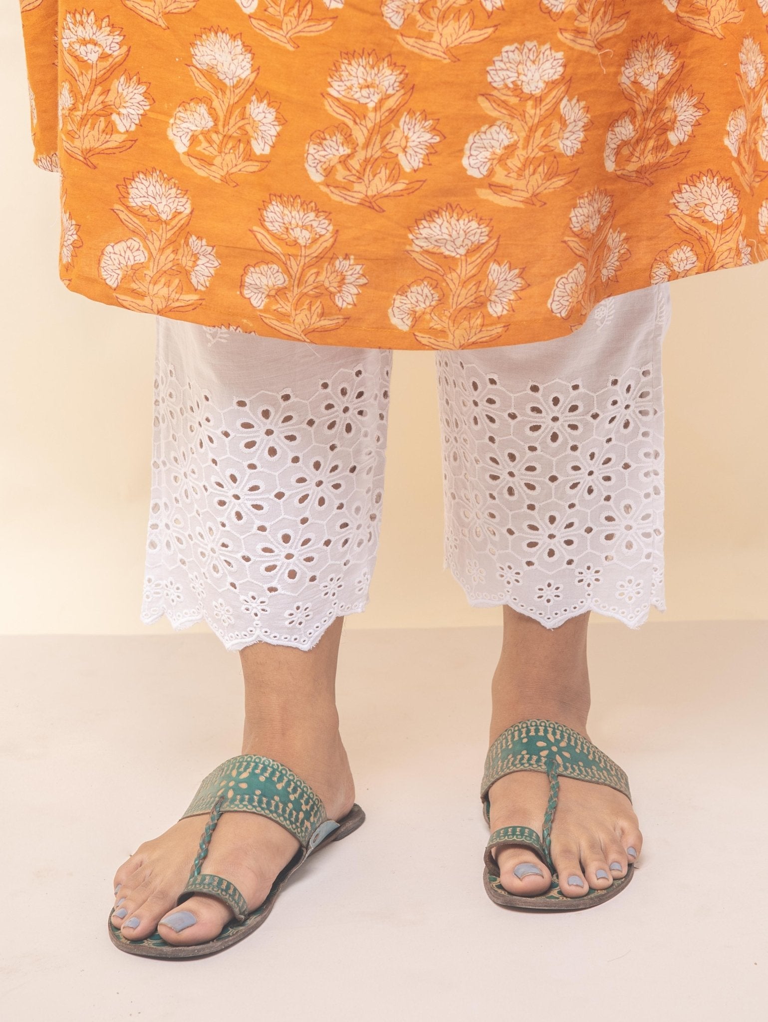 Nufia Cotton Embroidered Straight Pant - AINA