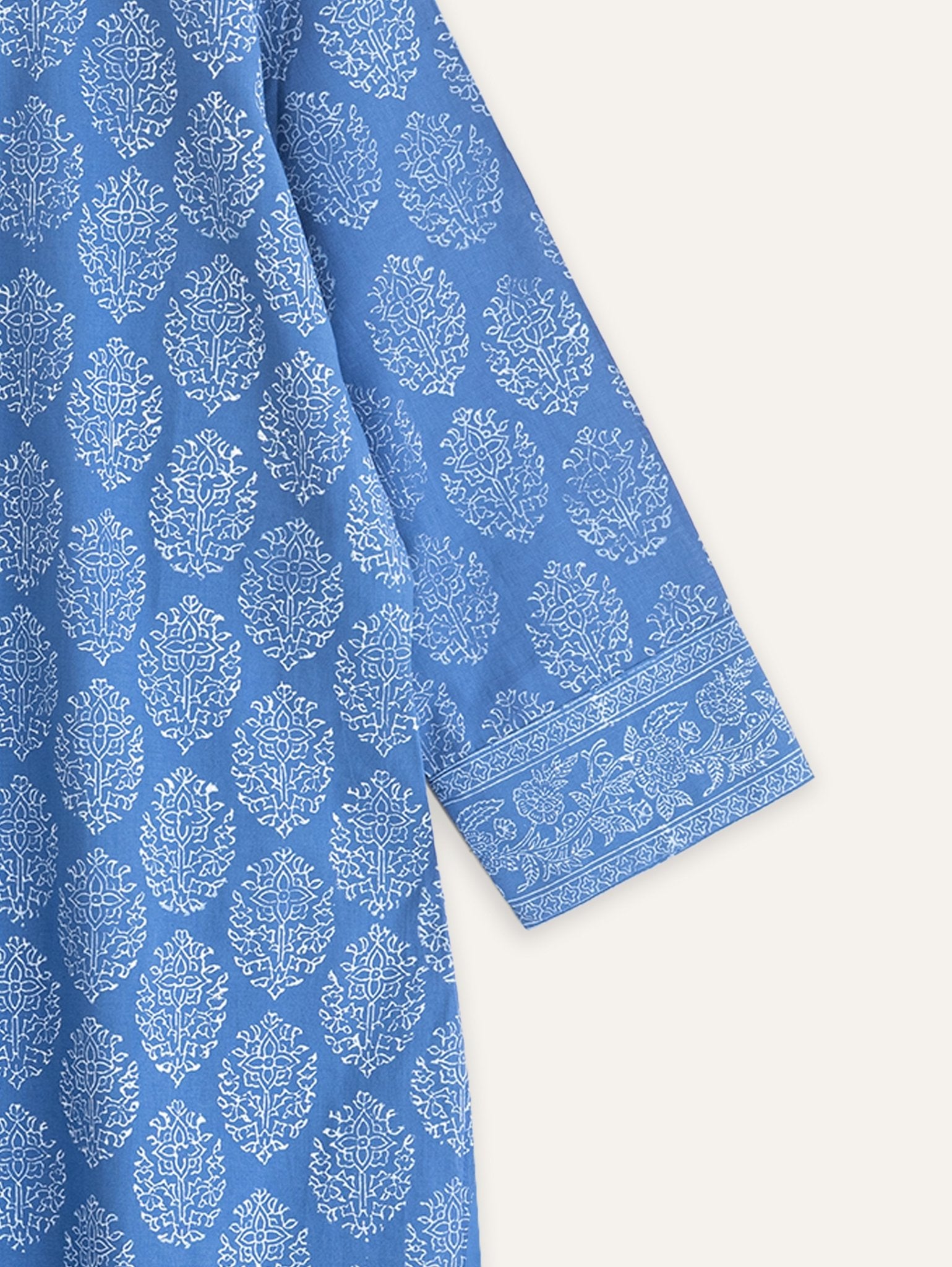 Nuha Cotton Block Printed Straight Kurta - AINA