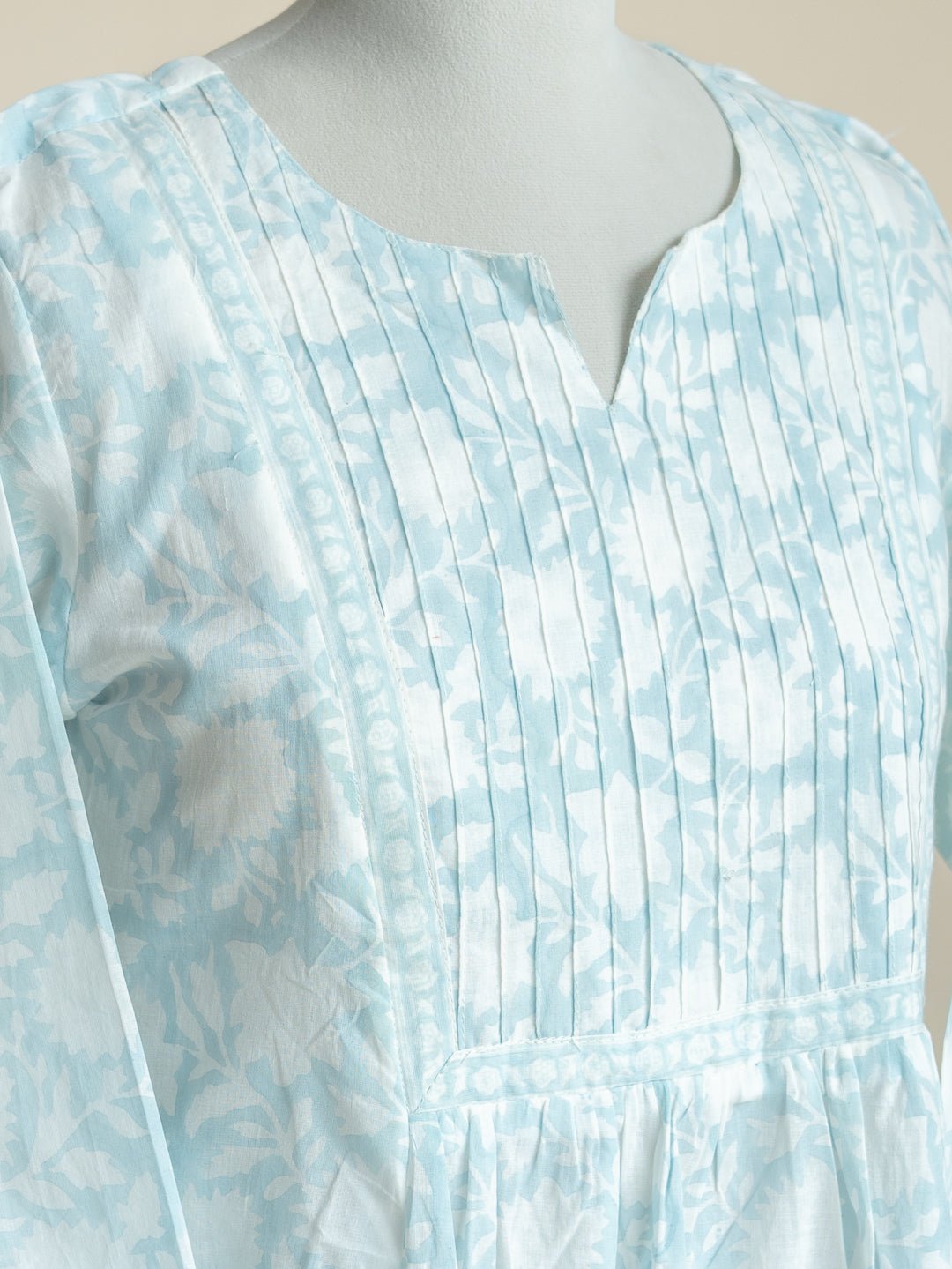 Nyrah Cotton Block Printed A - Line Kurta - AINA