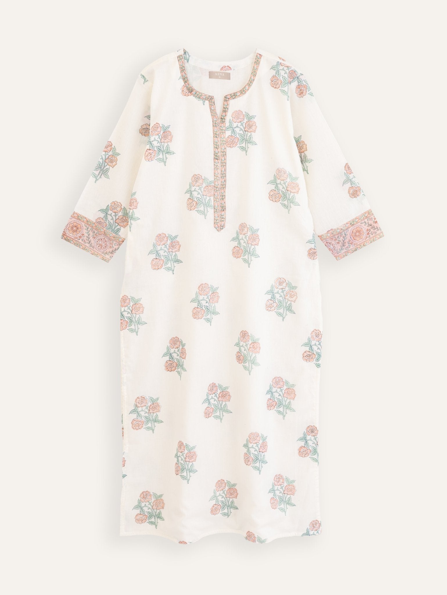 Parina Cotton Block Printed Straight Kurta - AINA