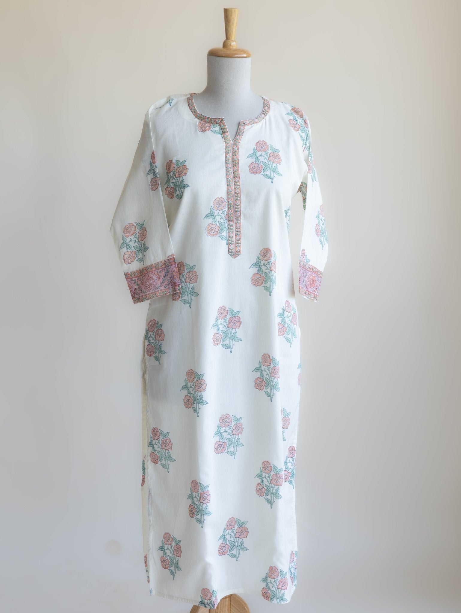 Parina Cotton Block Printed Straight Kurta - AINA