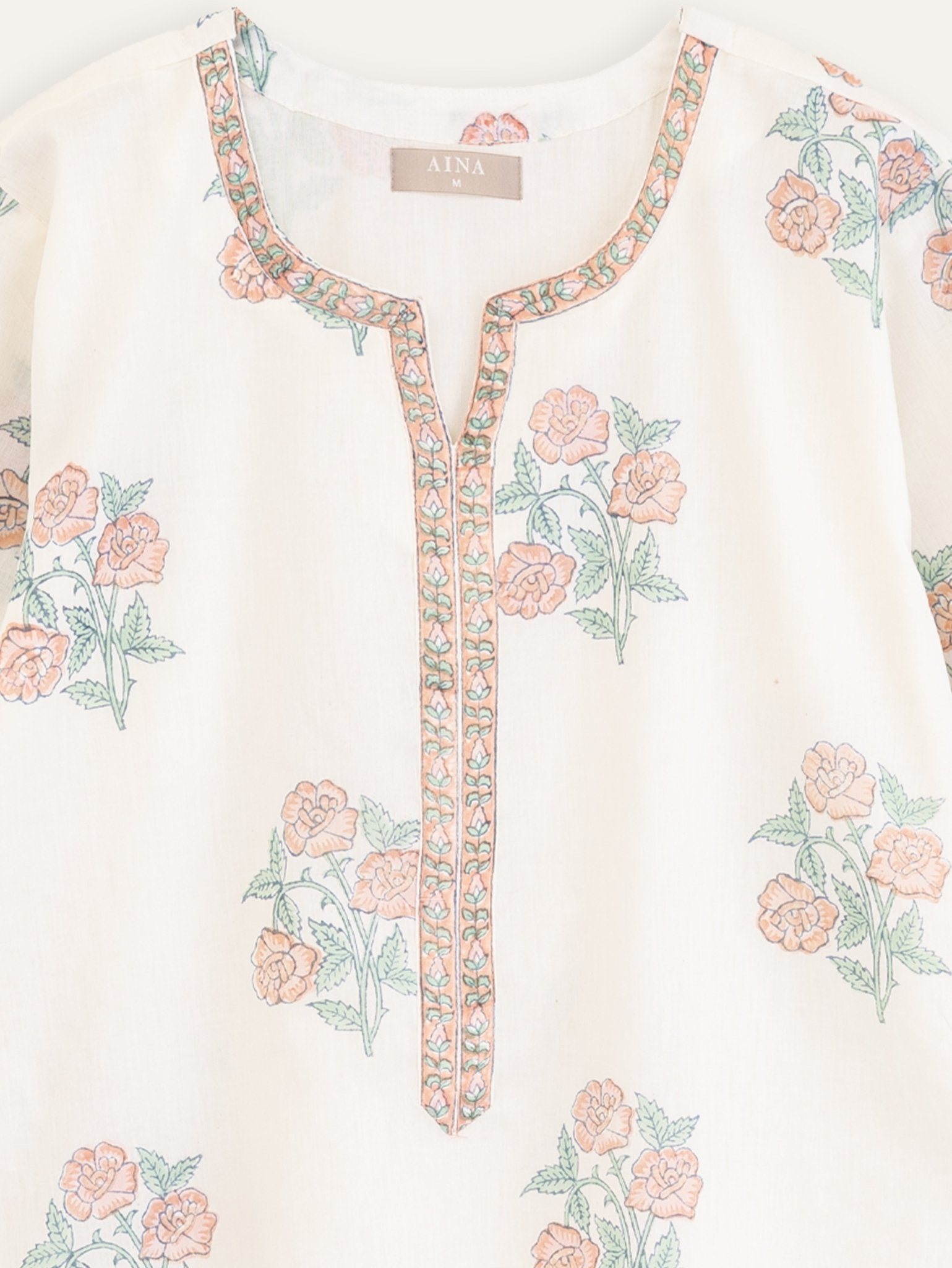 Parina Cotton Block Printed Straight Kurta - AINA
