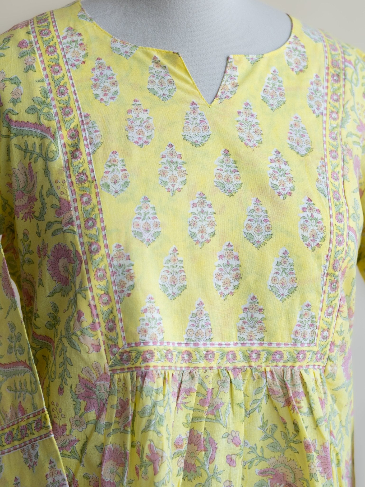 Pranali Cotton Block Printed A - Line Kurta - AINA