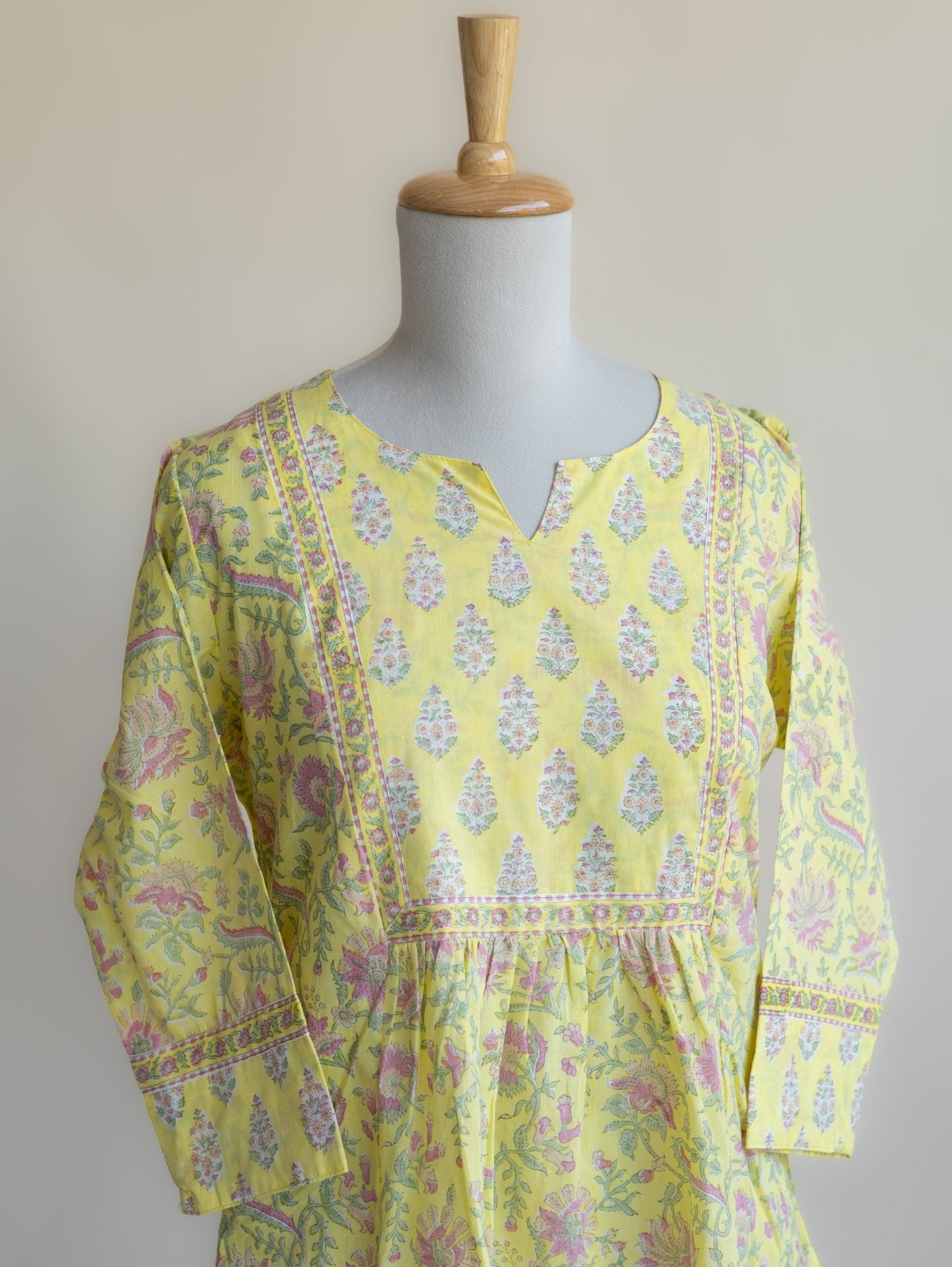 Pranali Cotton Block Printed A - Line Kurta - AINA