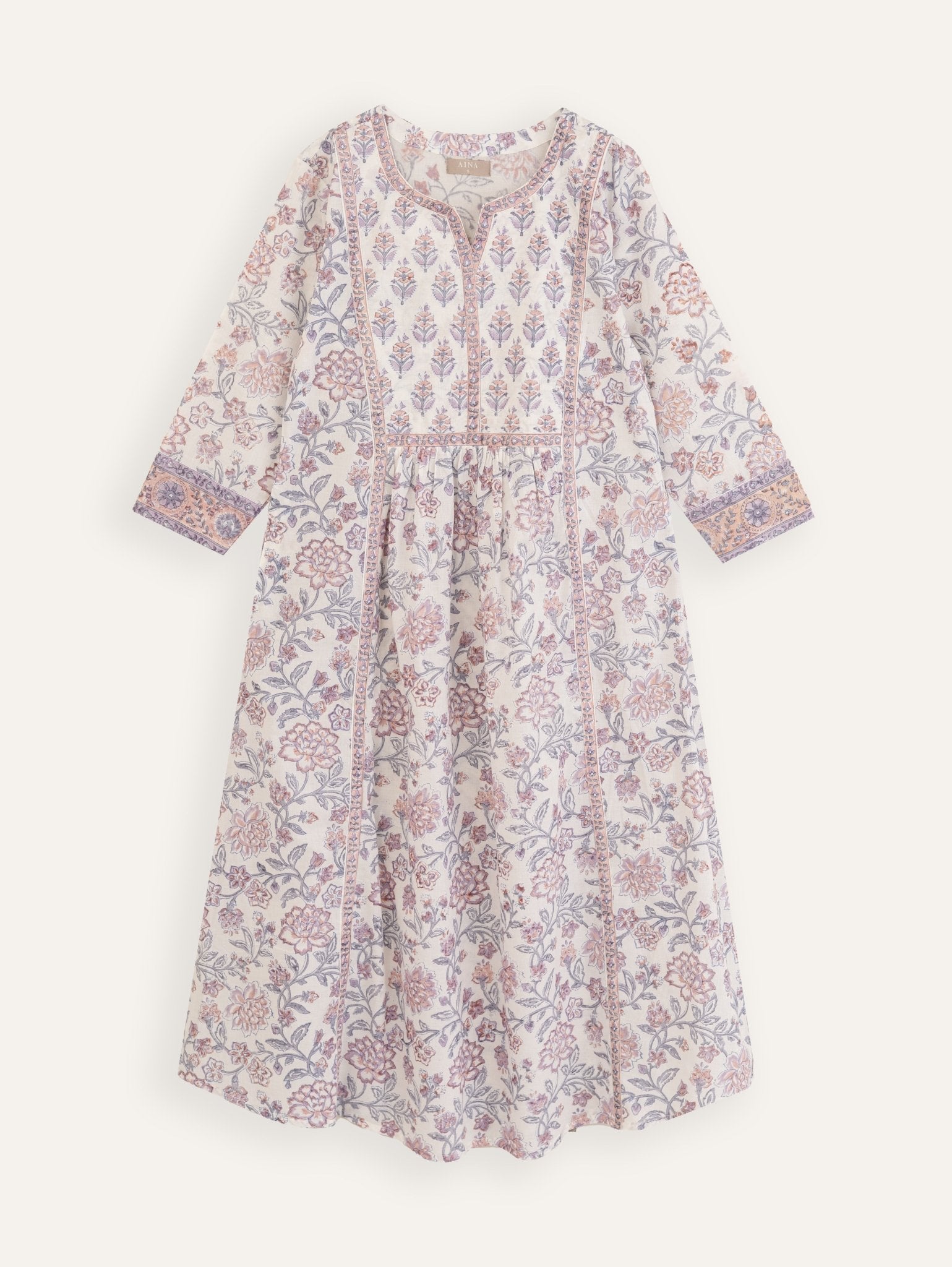Preetha Cotton Block Printed A - Line Kurta - AINA