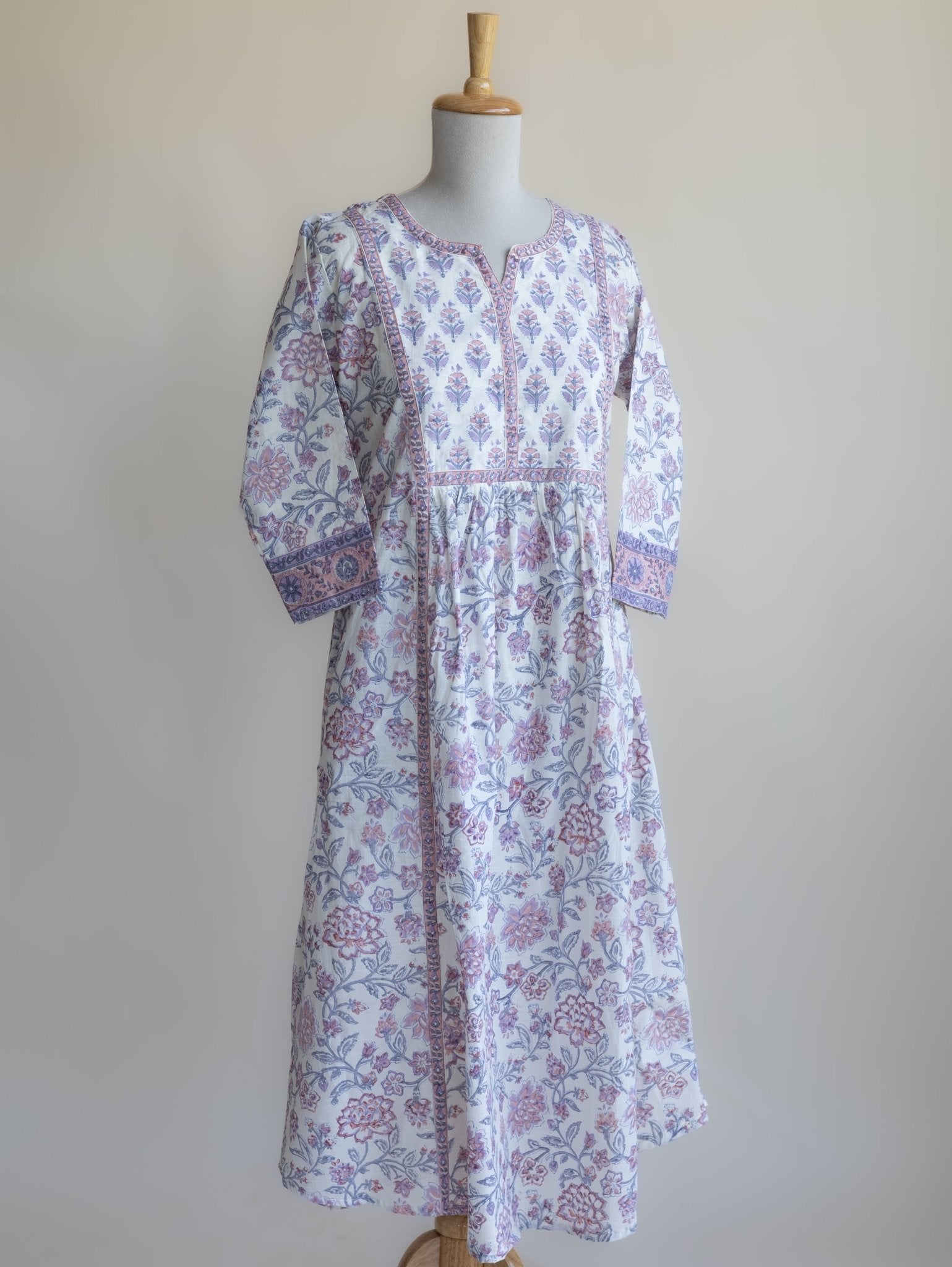 Preetha Cotton Block Printed A - Line Kurta - AINA