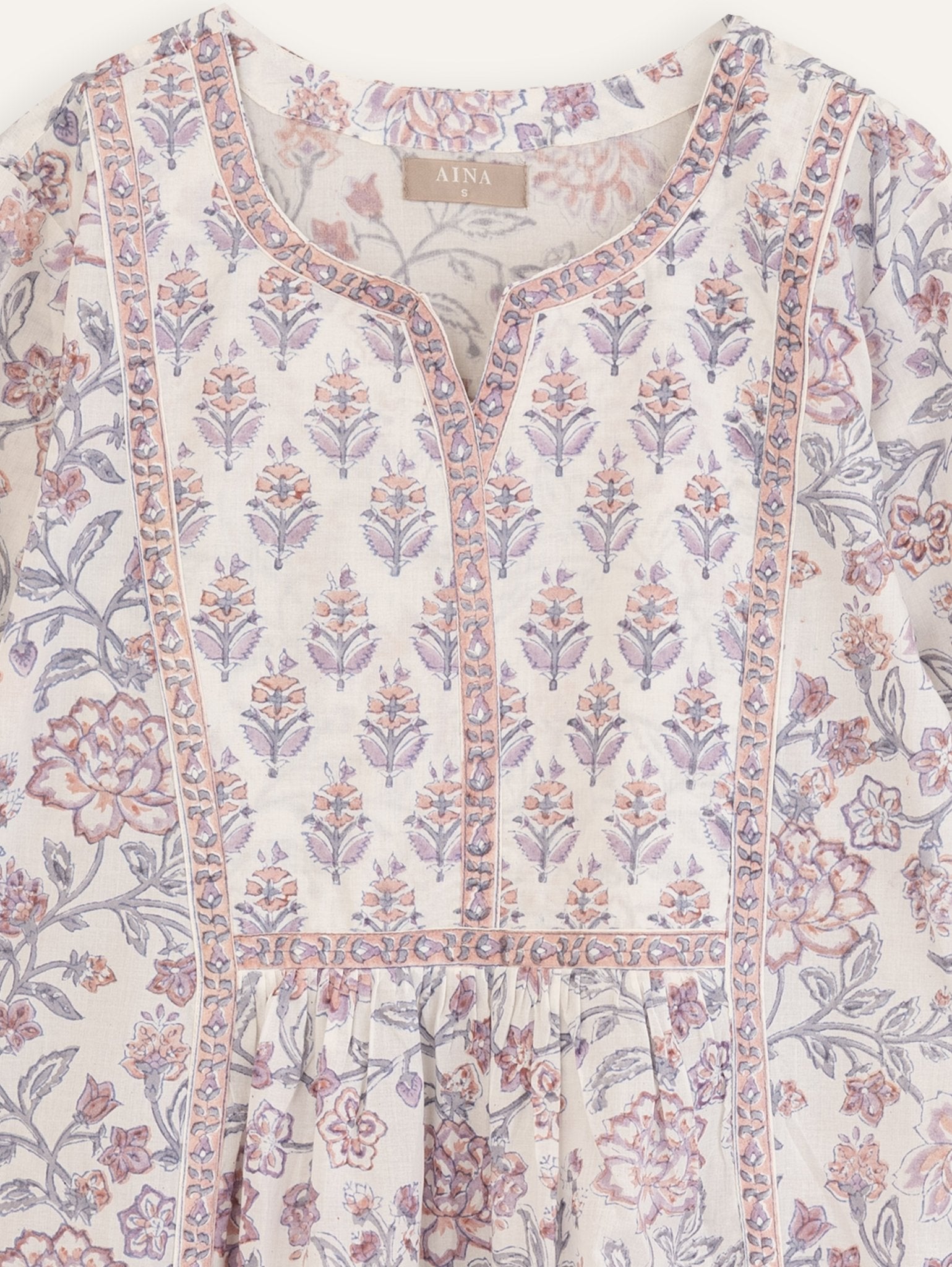 Preetha Cotton Block Printed A - Line Kurta - AINA