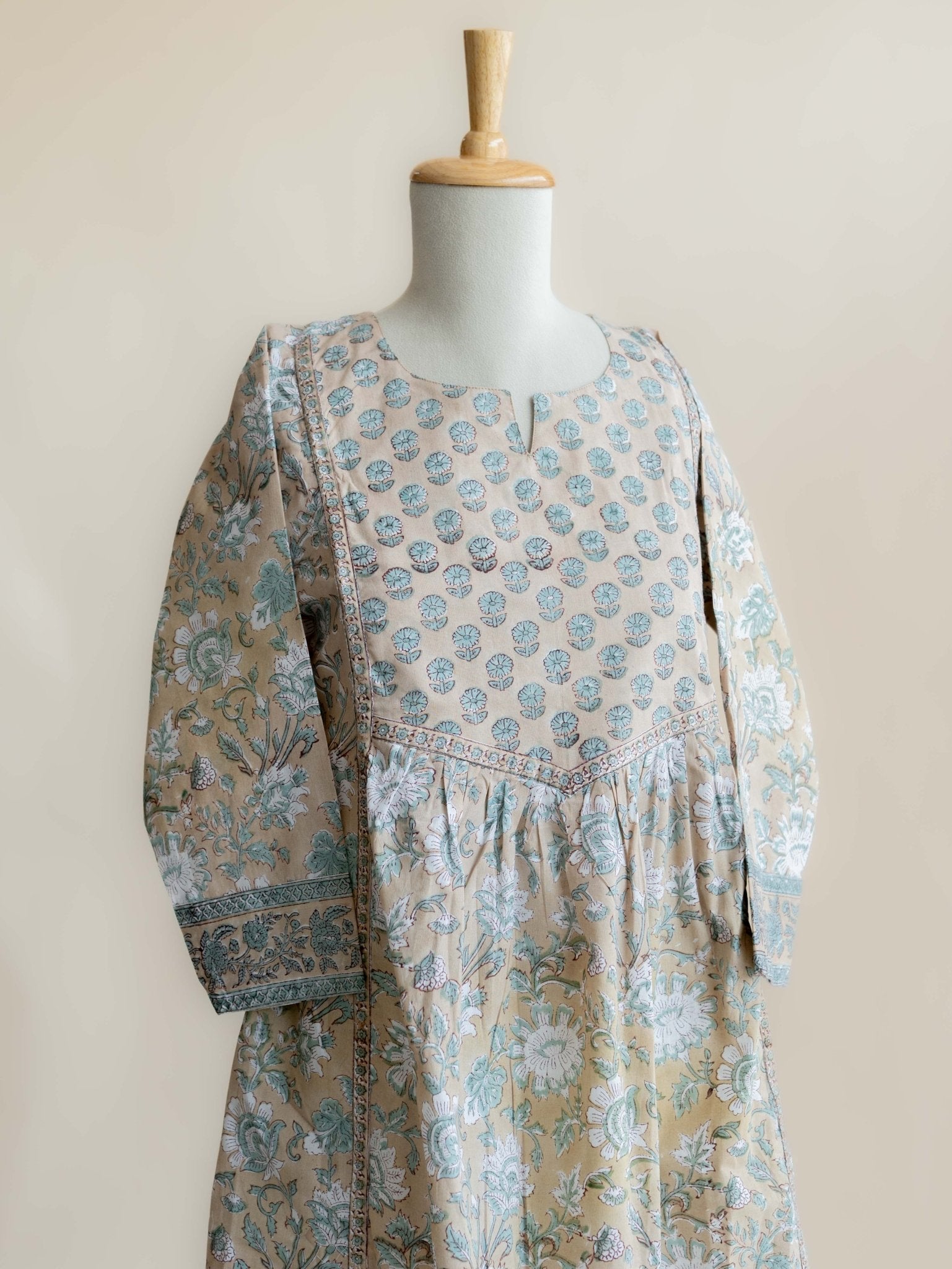 Prema Cotton Block Printed A - Line Kurta - AINA