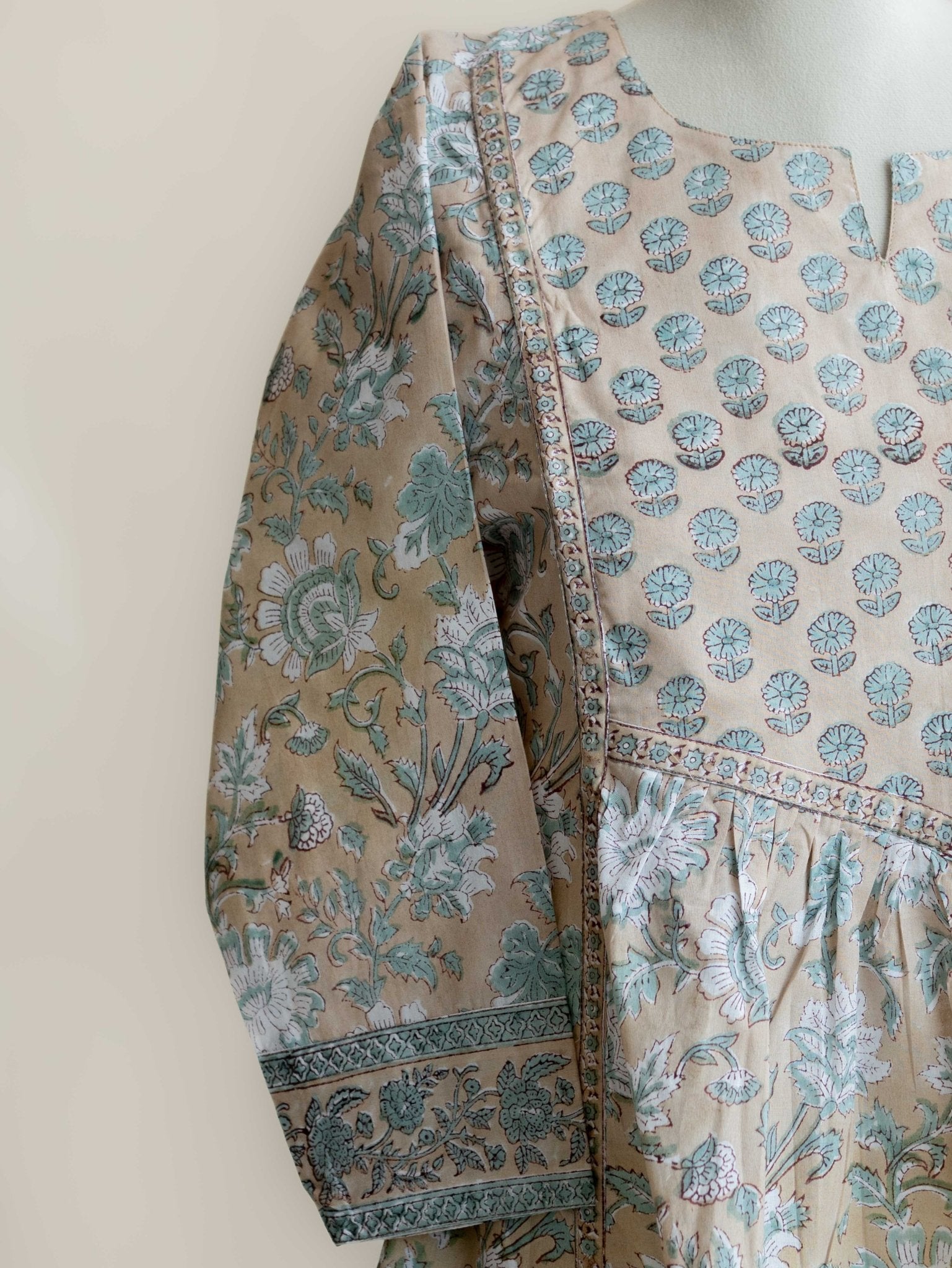 Prema Cotton Block Printed A - Line Kurta - AINA
