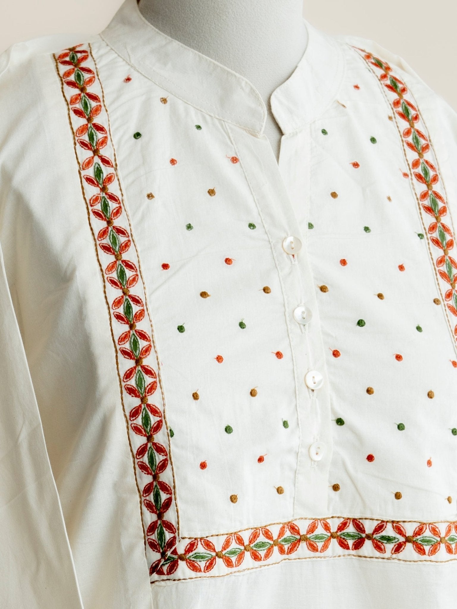 Priya Cotton Embroidered Straight Kurta - AINA