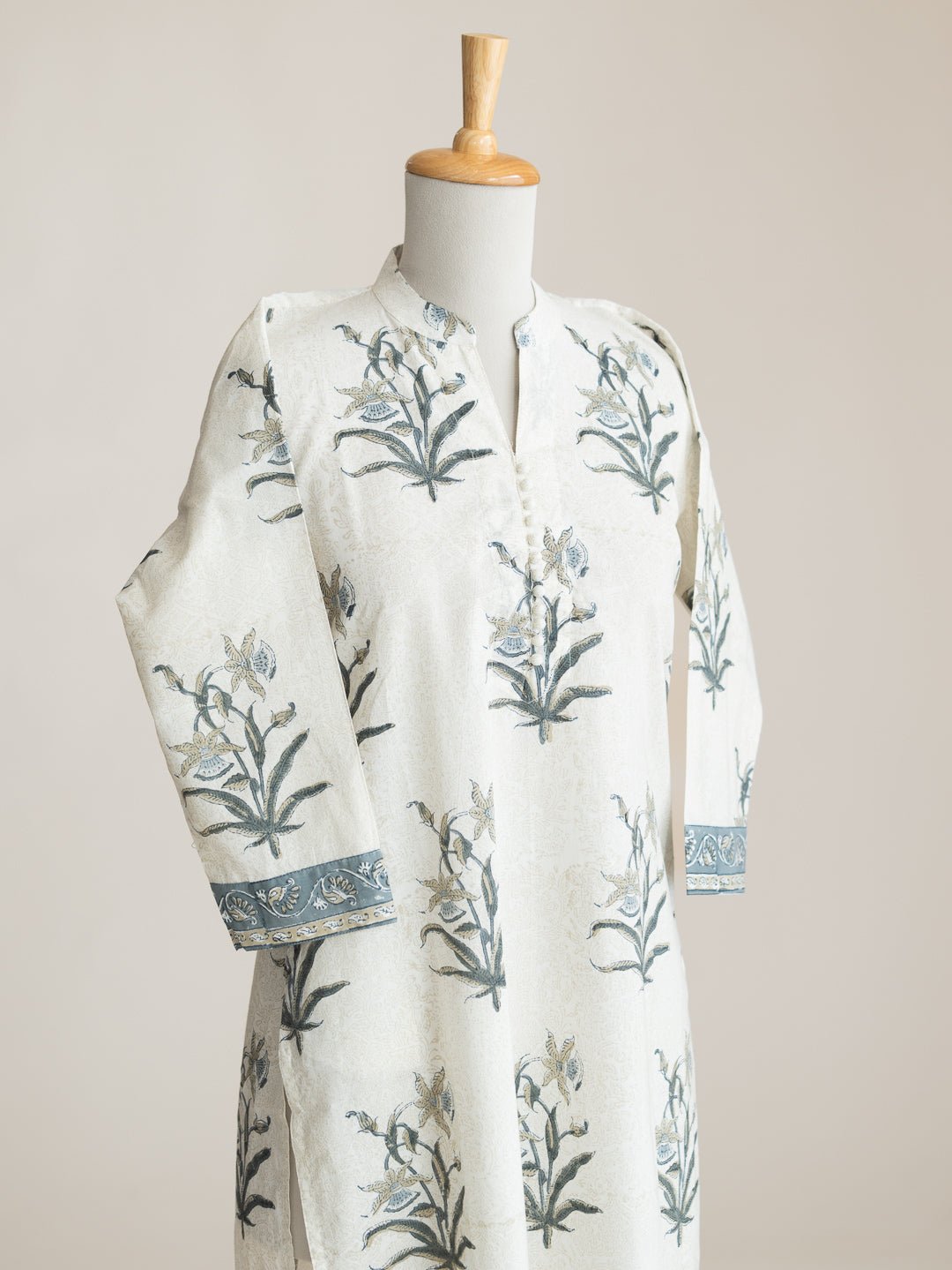 Puja Cotton Block Printed Straight Kurta - AINA