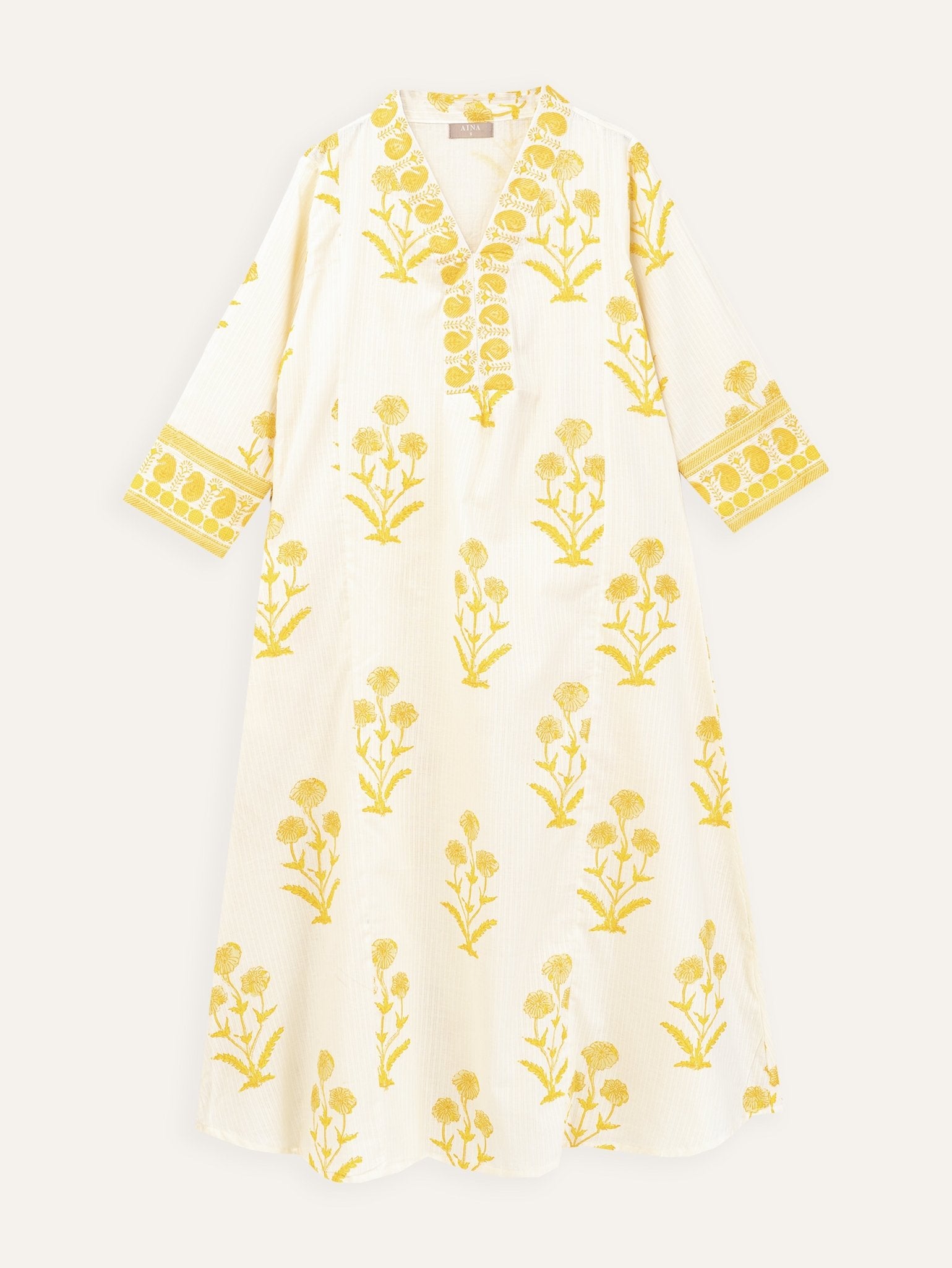 Raaza Cotton Block Printed A - Line Kurta - AINA