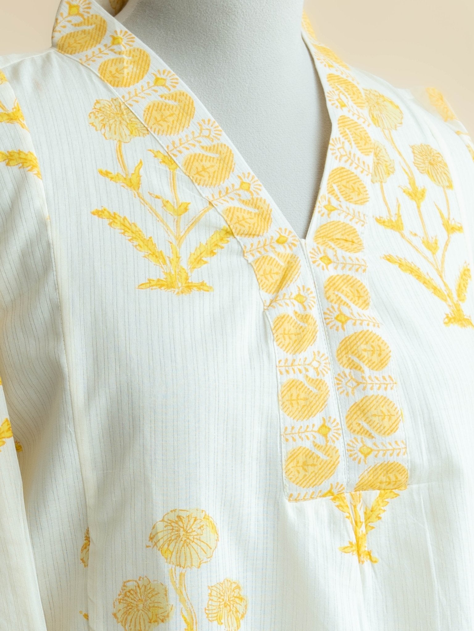 Raaza Cotton Block Printed A - Line Kurta - AINA