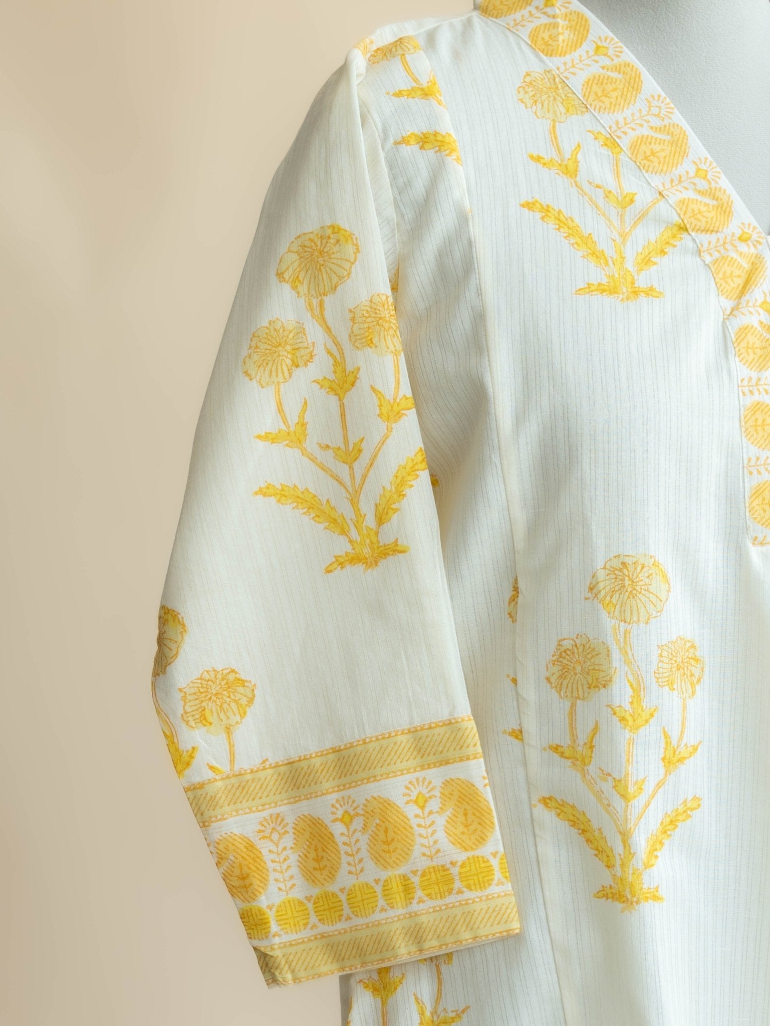 Raaza Cotton Block Printed A - Line Kurta - AINA