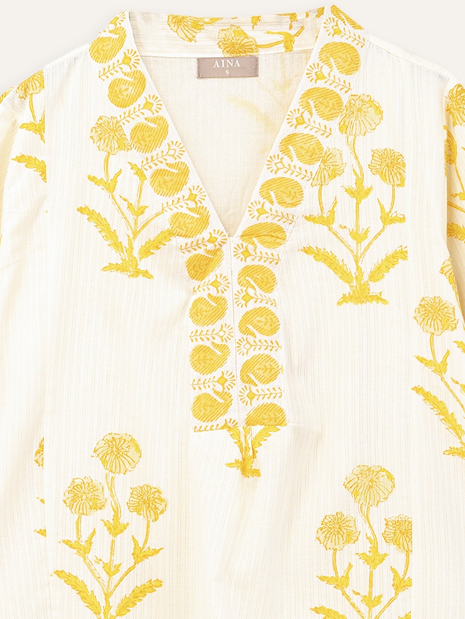 Raaza Cotton Block Printed A - Line Kurta - AINA
