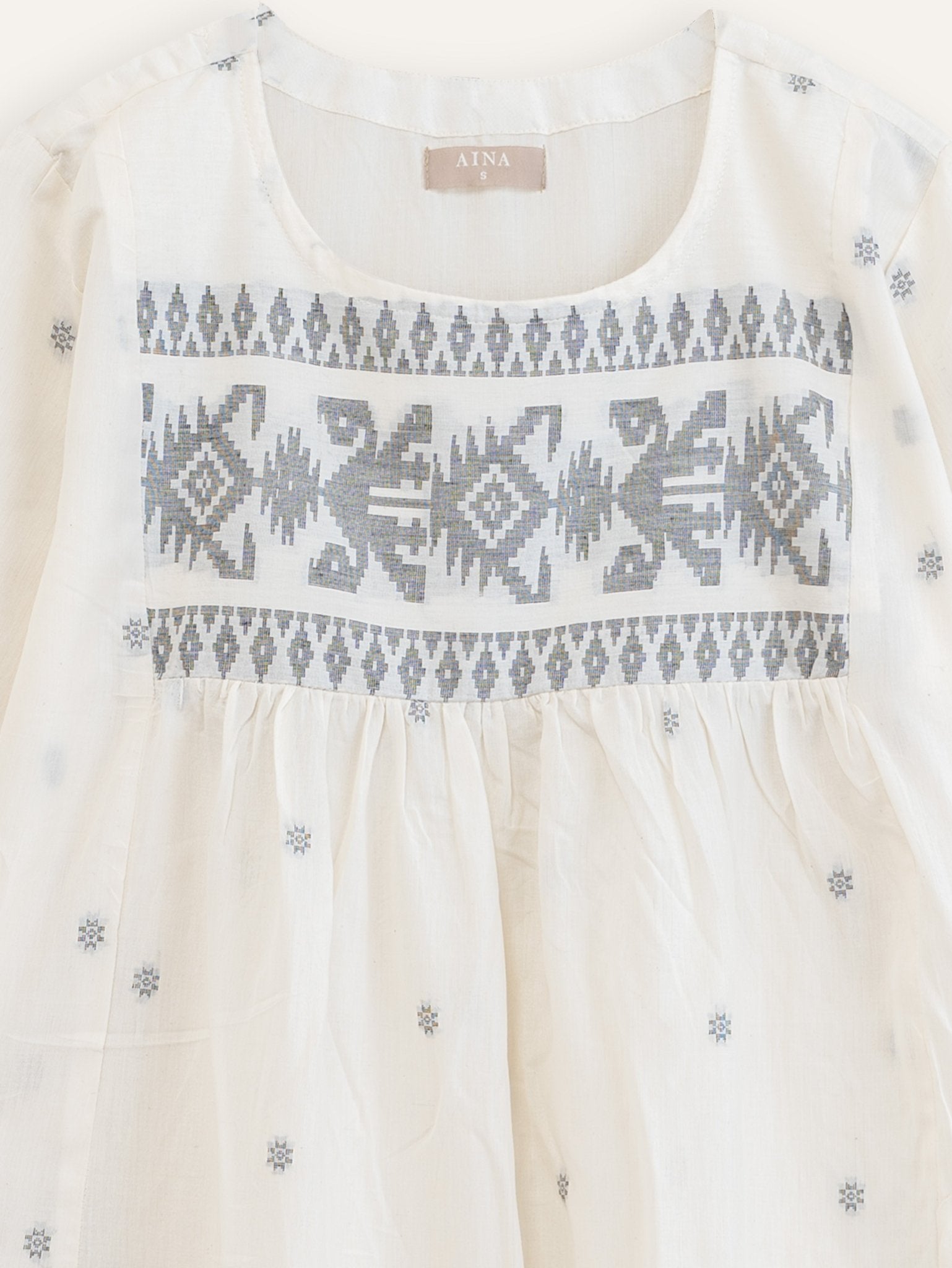 Rabhya Cotton Jamdani A - Line Kurta - AINA