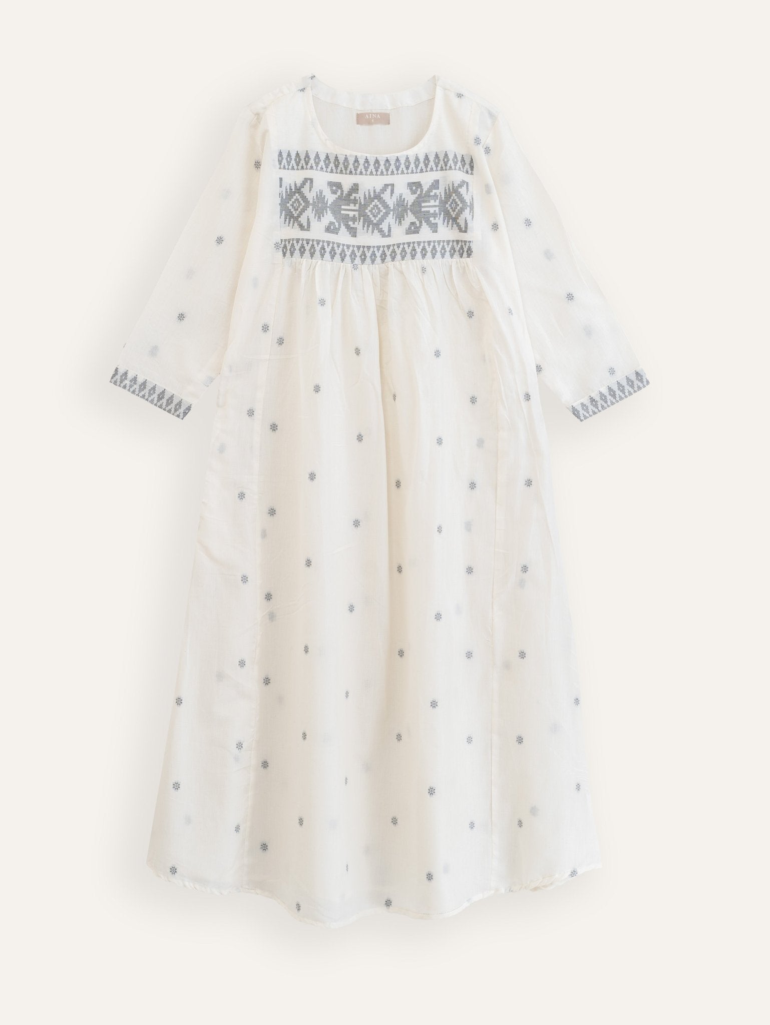 Rabhya Cotton Jamdani A - Line Kurta - AINA