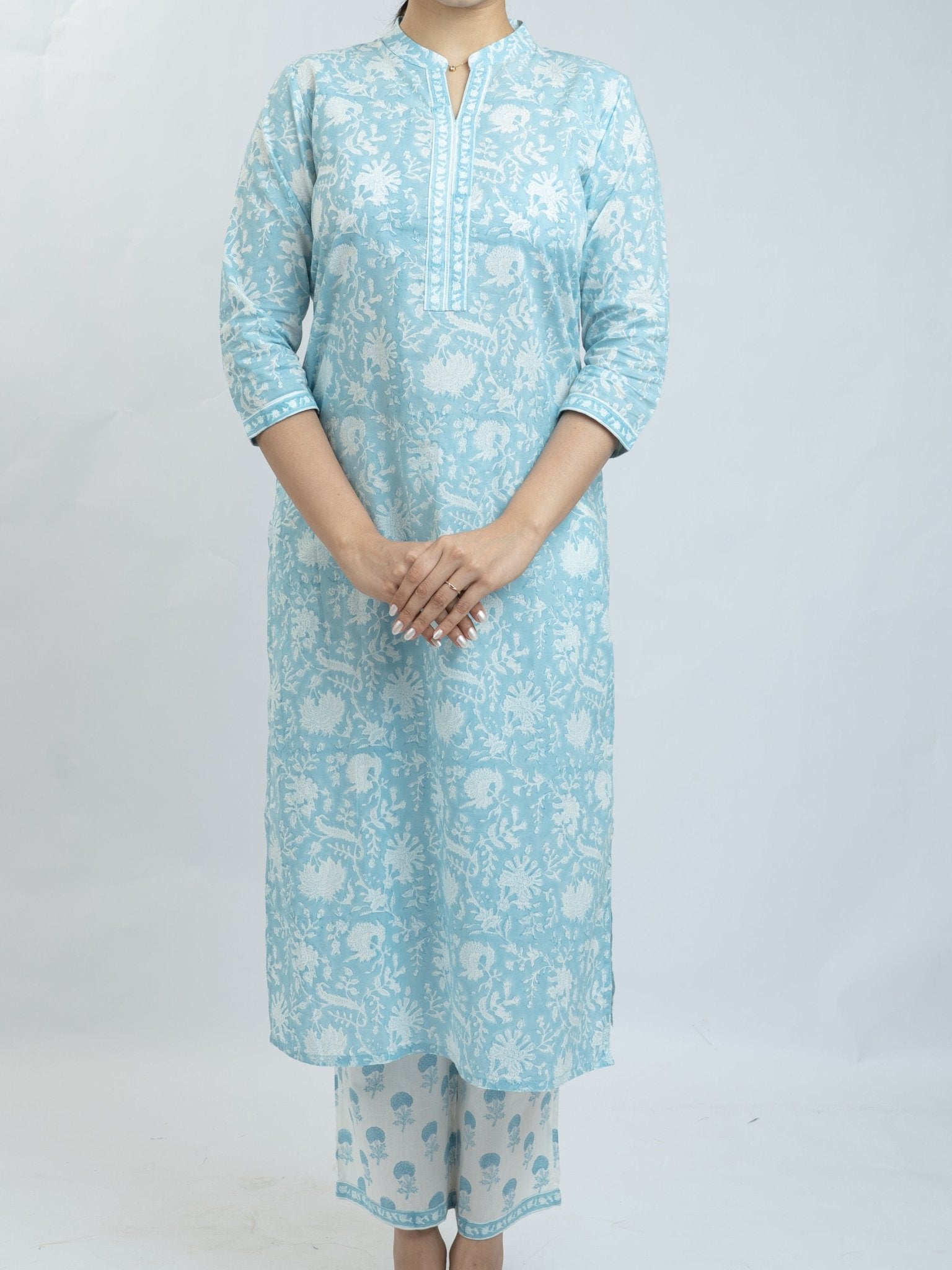 Radhwa Cotton Block Printed Straight Suit Set - AINA