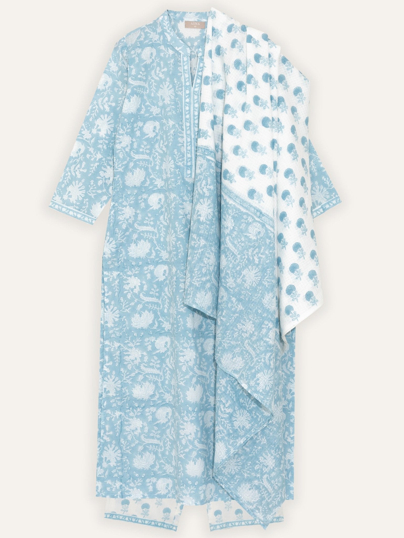 Radhwa Cotton Block Printed Straight Suit Set - AINA