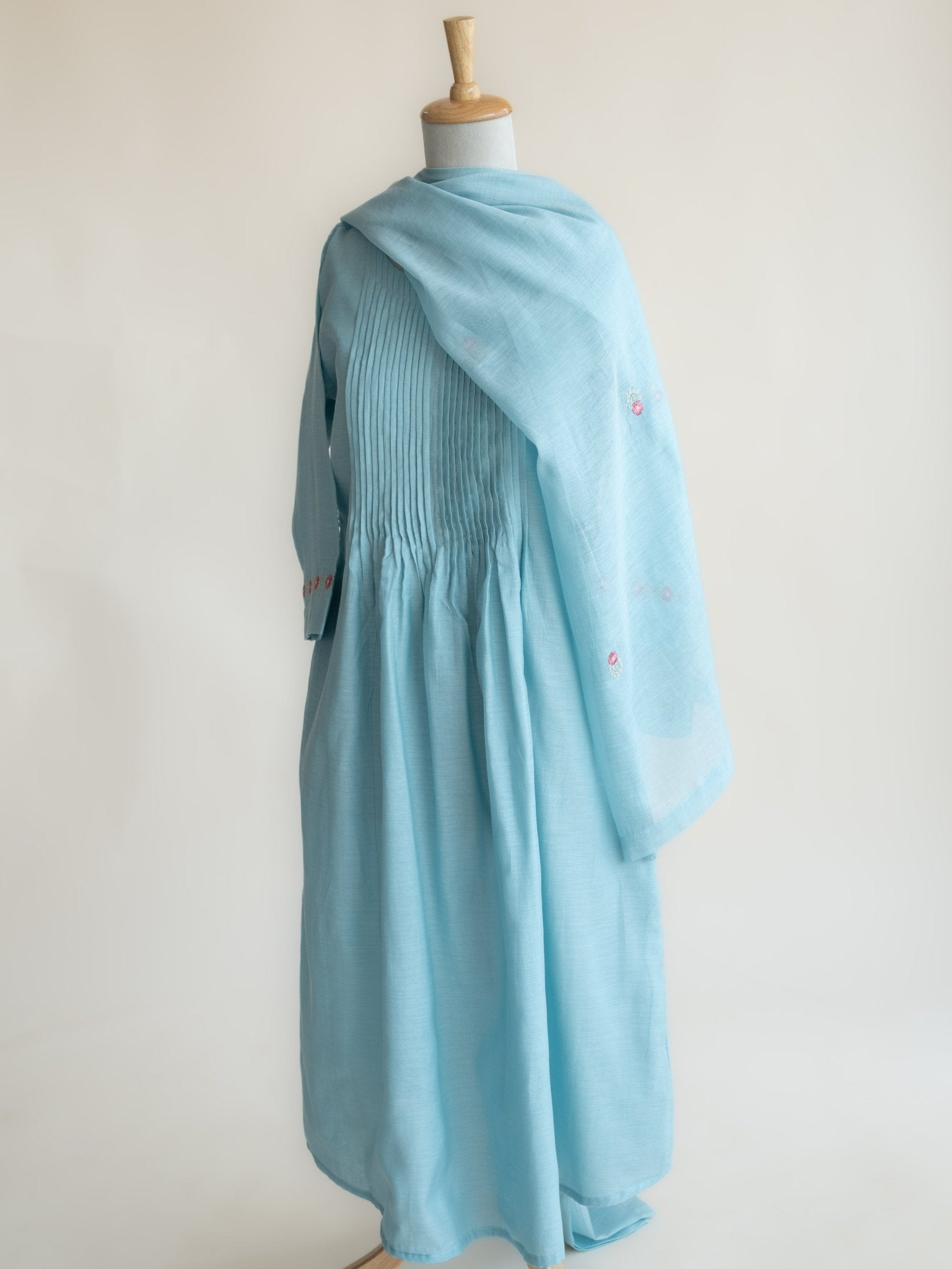 Raesa Chanderi Embroidered A - Line Suit Set - AINA