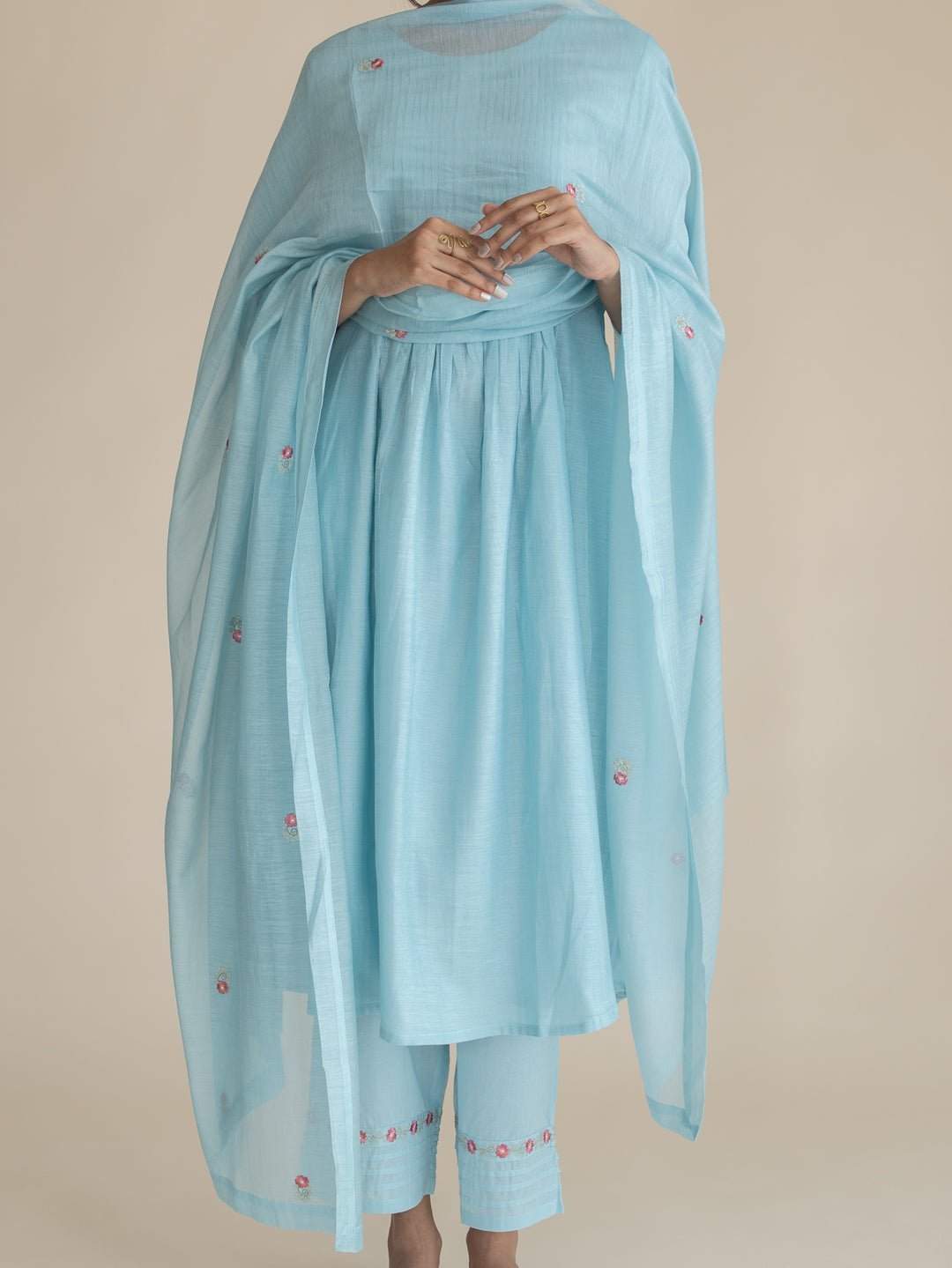 Raesa Chanderi Embroidered Dupatta - AINA