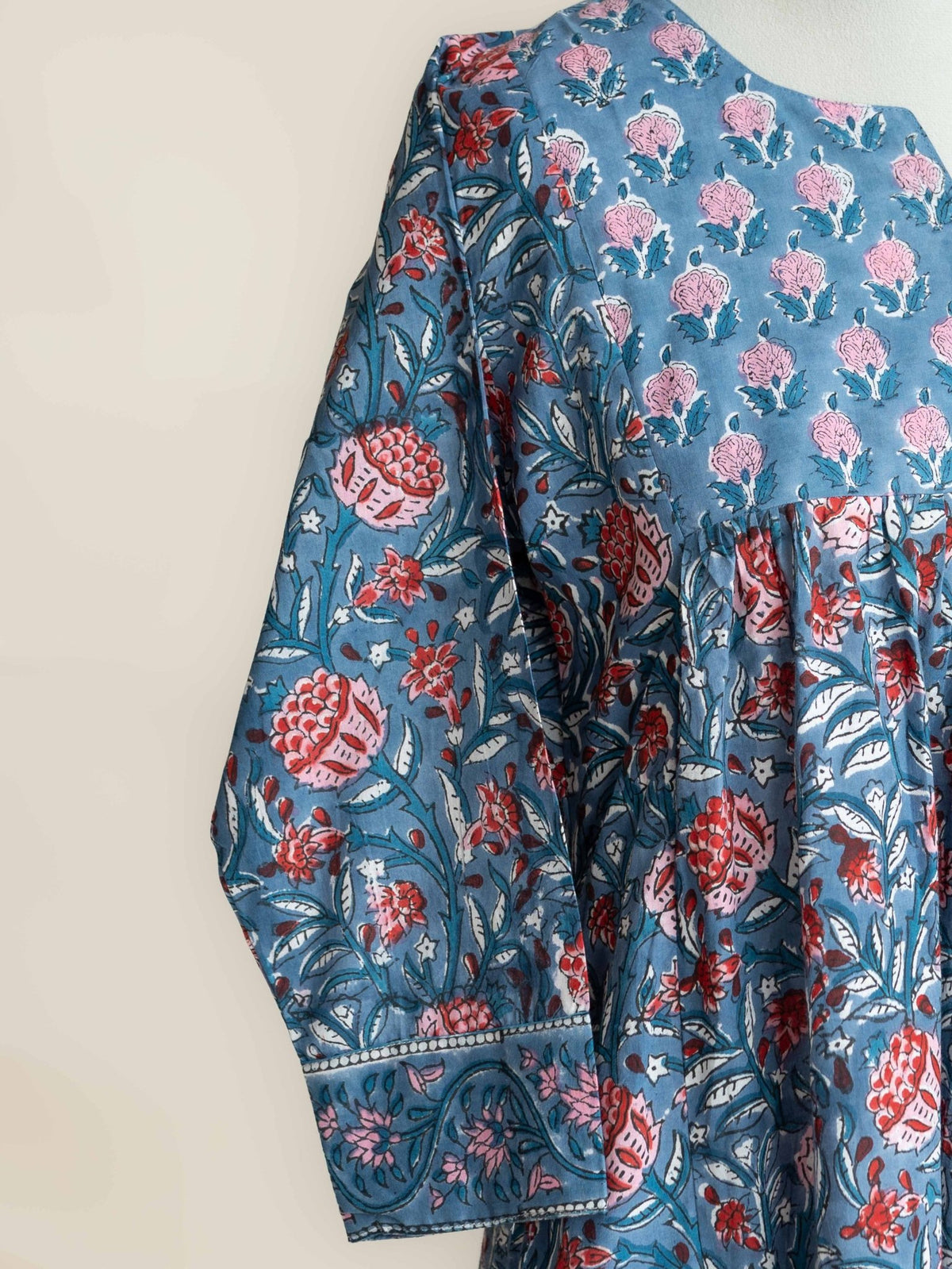 Raeza Cotton Block Printed A-Line Kurta - AINA