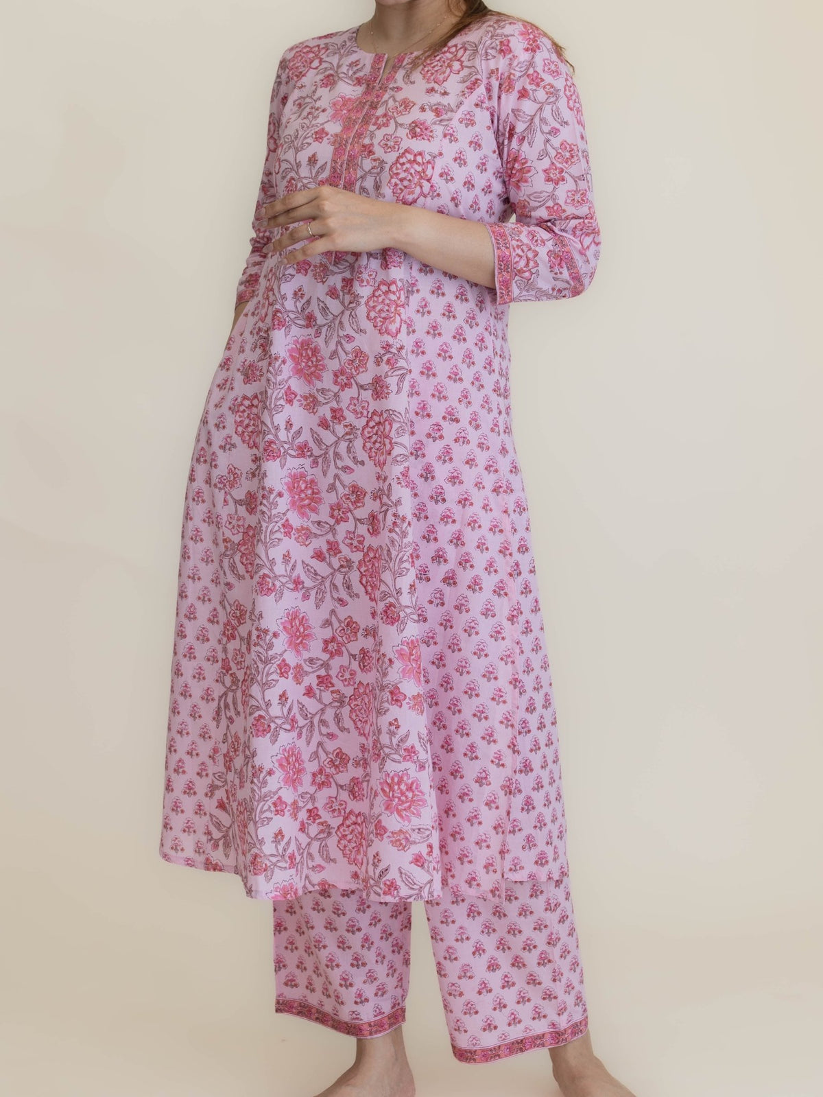 Rafa Cotton Block Printed A-Line Suit Set - AINA
