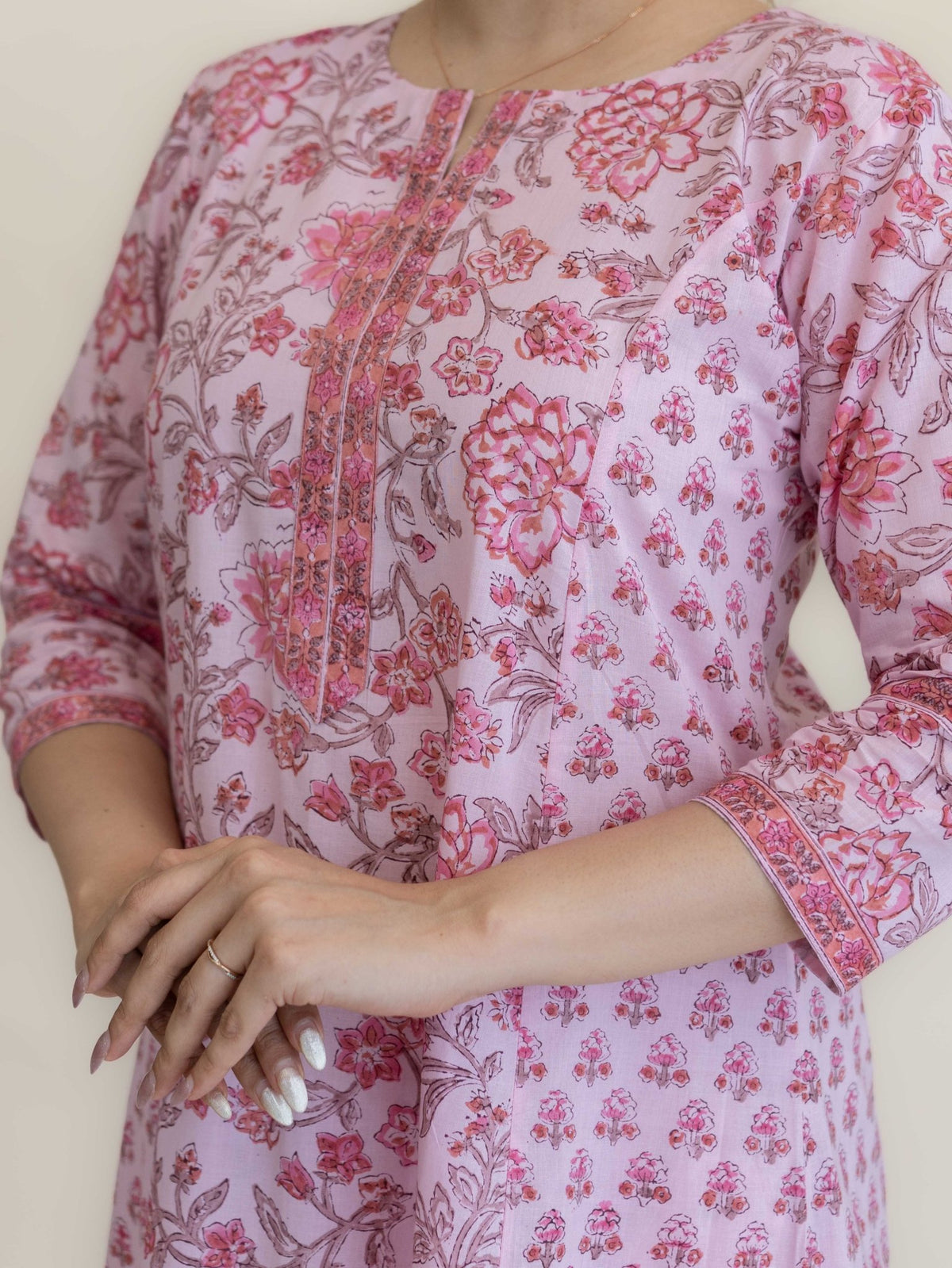 Rafa Cotton Block Printed A-Line Suit Set - AINA