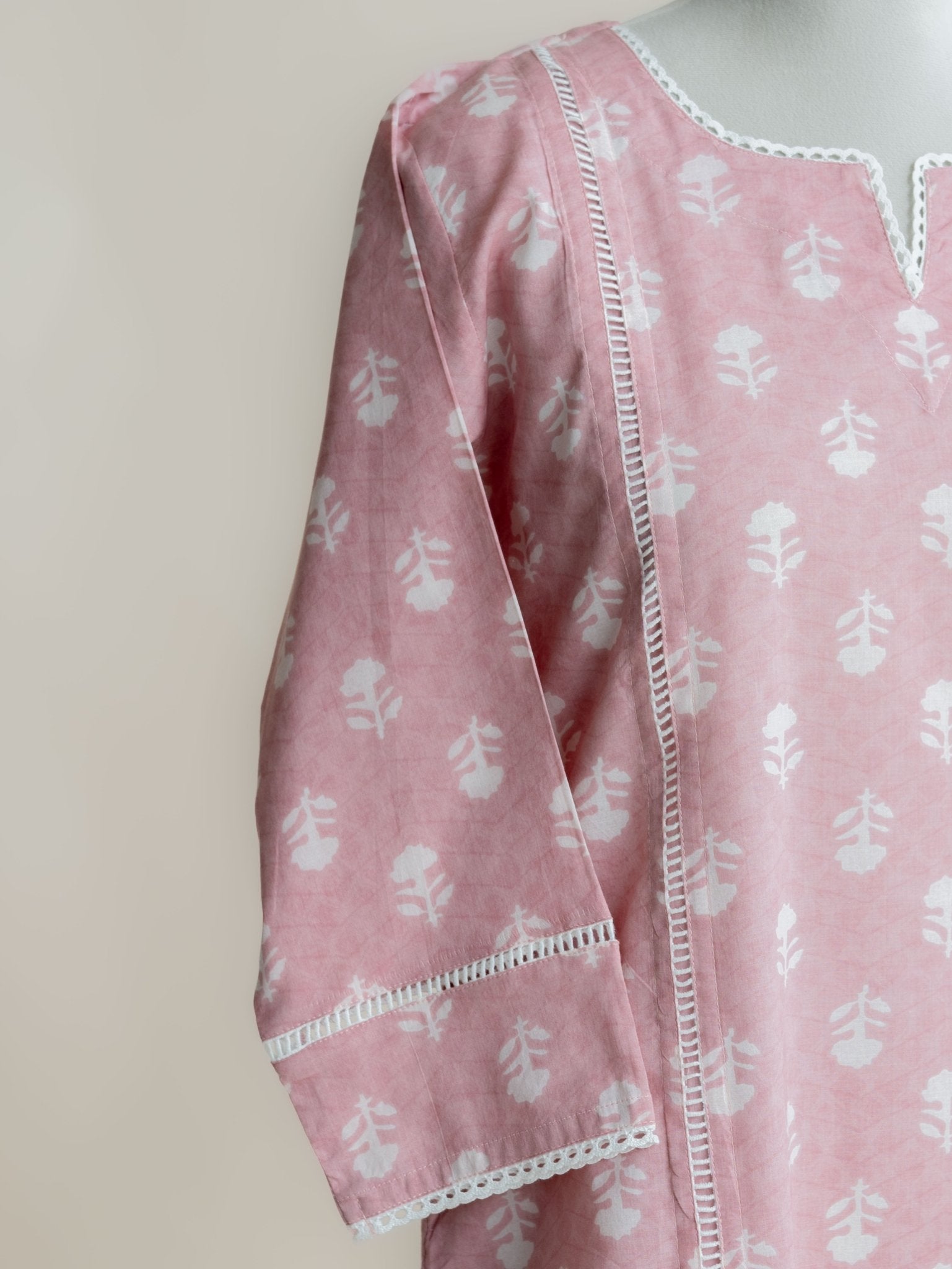 Raha Cotton Block Printed Straight Kurta - AINA