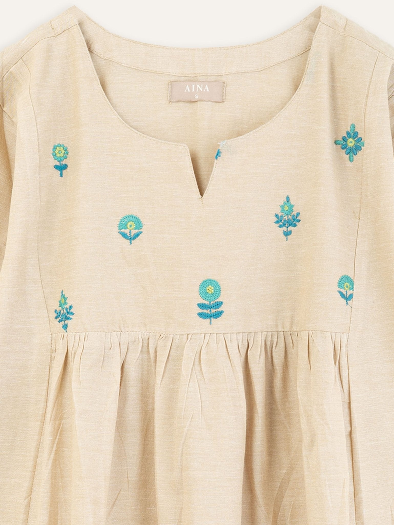 Raihana Cotton Embroidered A - line Kurta - AINA