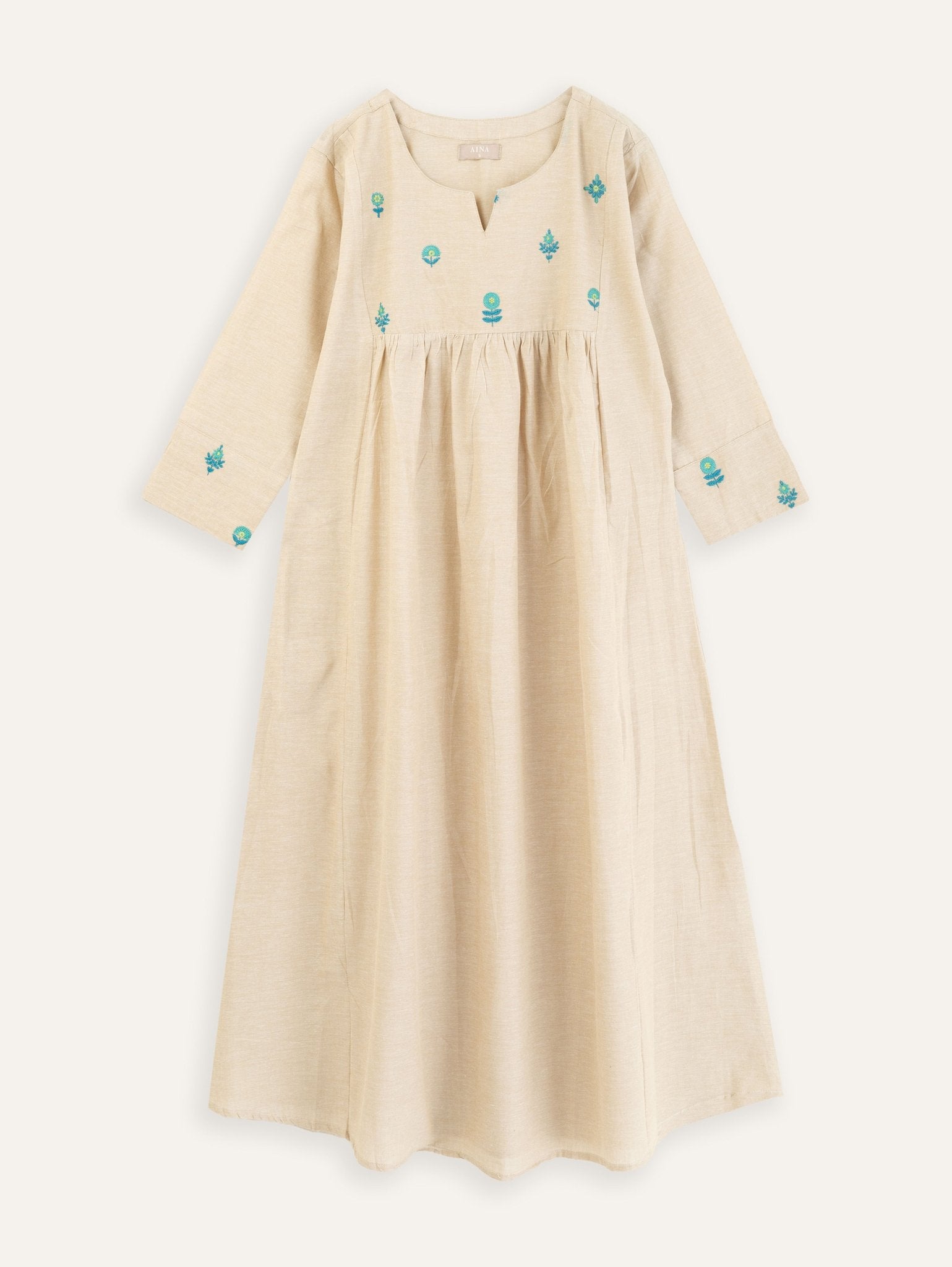 Raihana Cotton Embroidered A - line Kurta - AINA