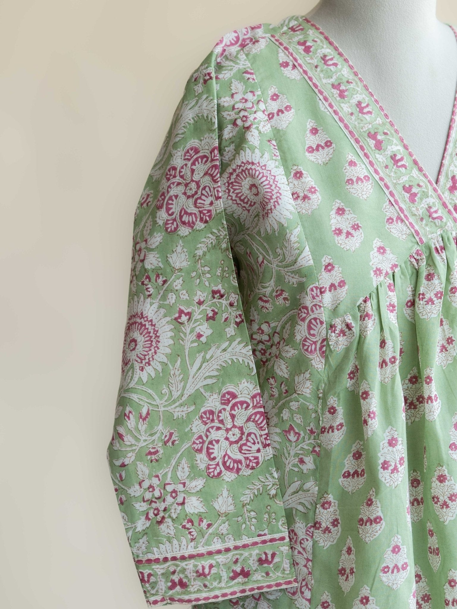 Raina Cotton Block Printed A - Line Kurta - AINA