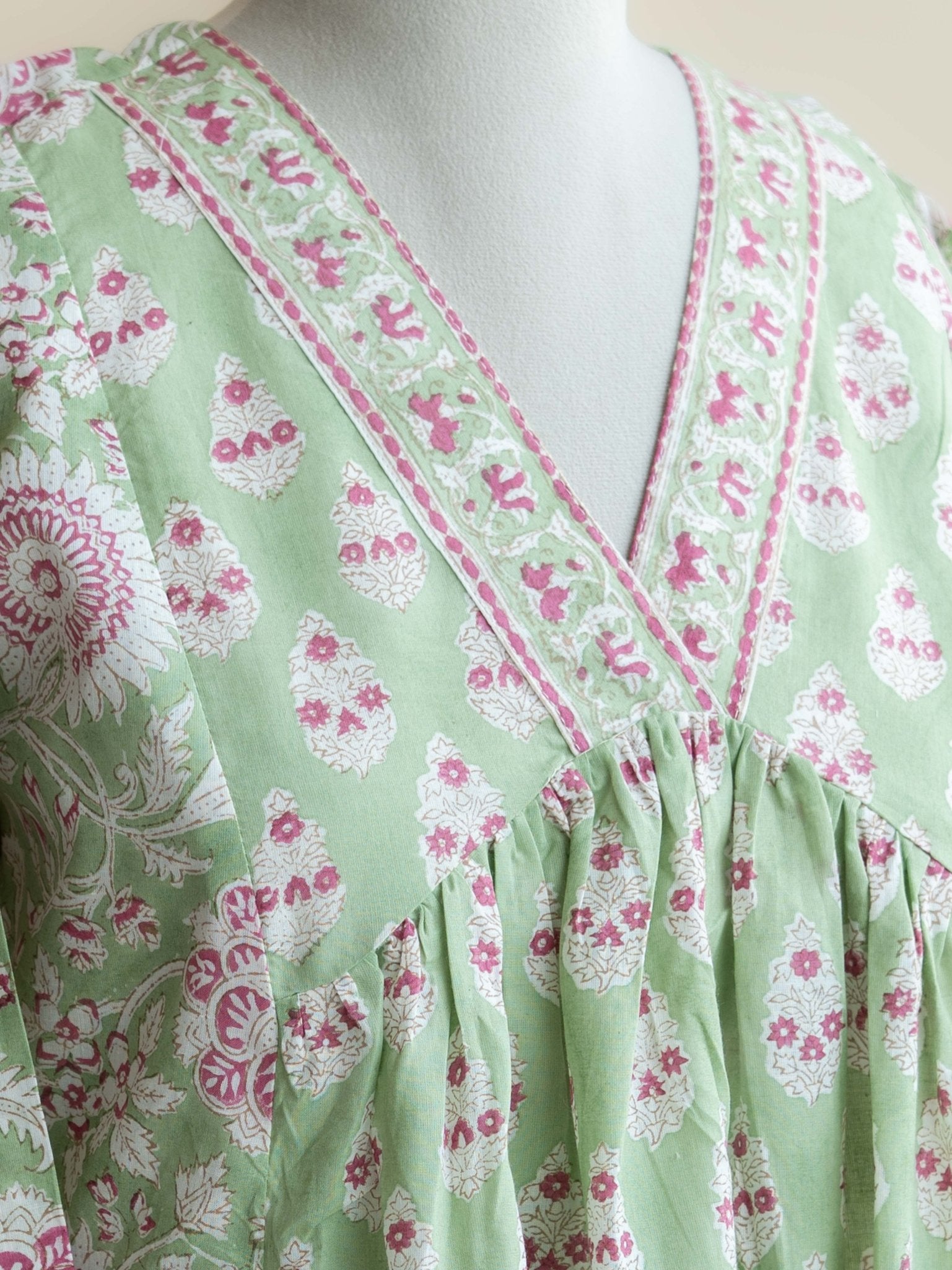 Raina Cotton Block Printed A - Line Kurta - AINA