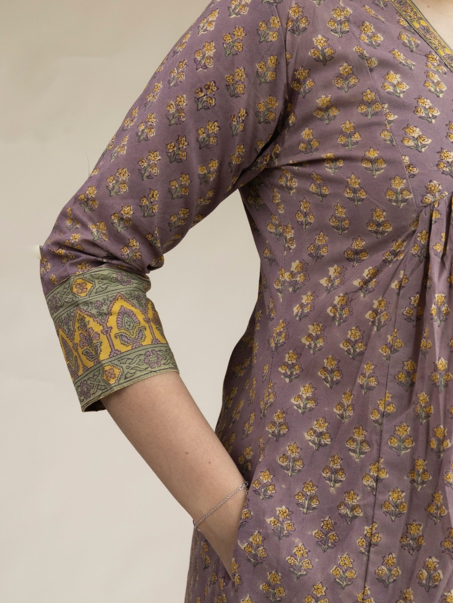 Rainah Cotton Block Printed A - Line Suit Set - AINA