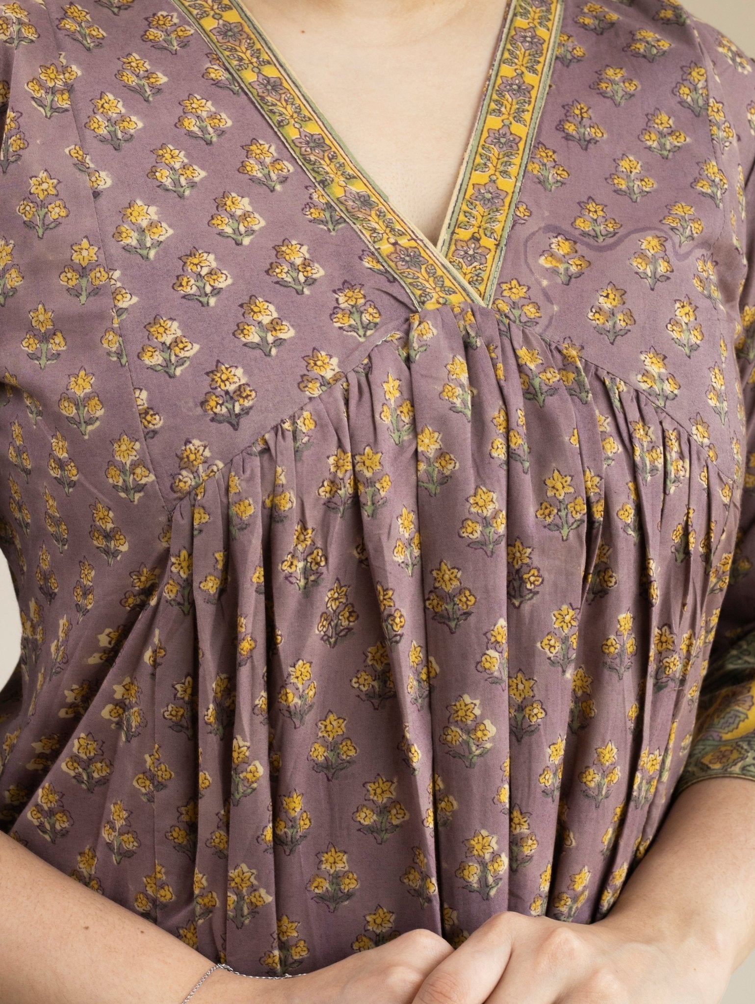 Rainah Cotton Block Printed A - Line Suit Set - AINA