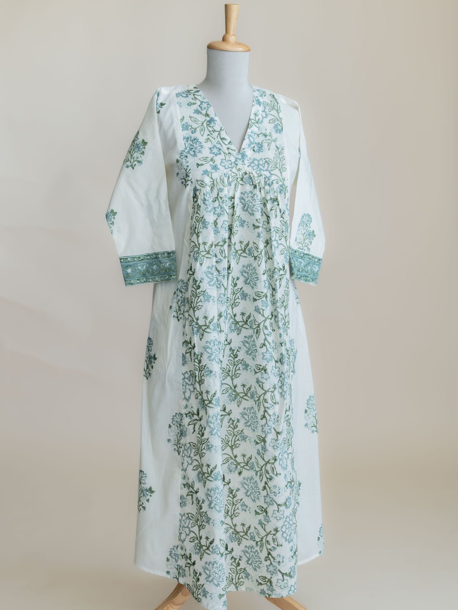 Rakaya Cotton Block Printed A-Line Kurta - AINA