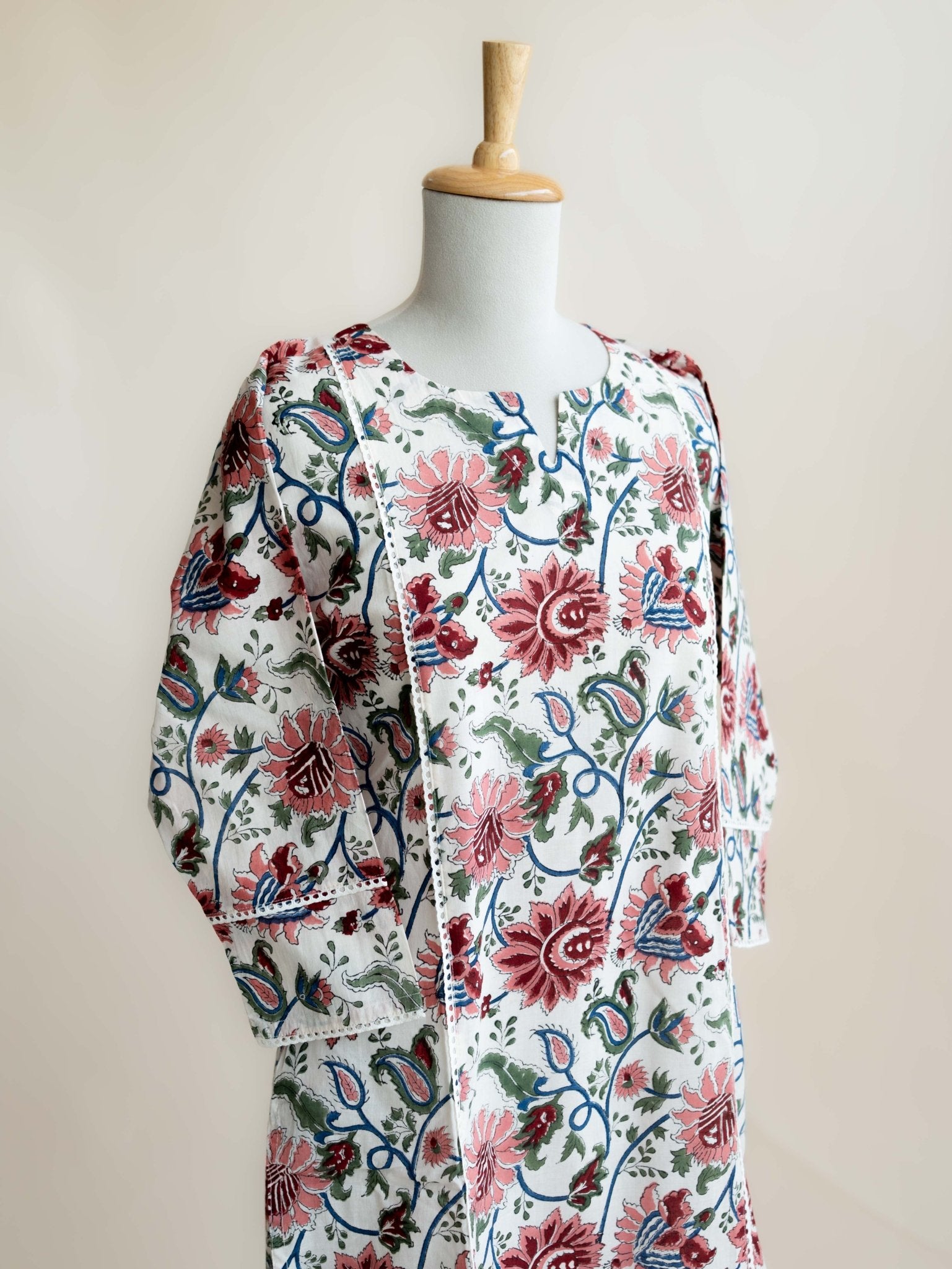 Raksha Cotton Block Printed Straight Kurta - AINA