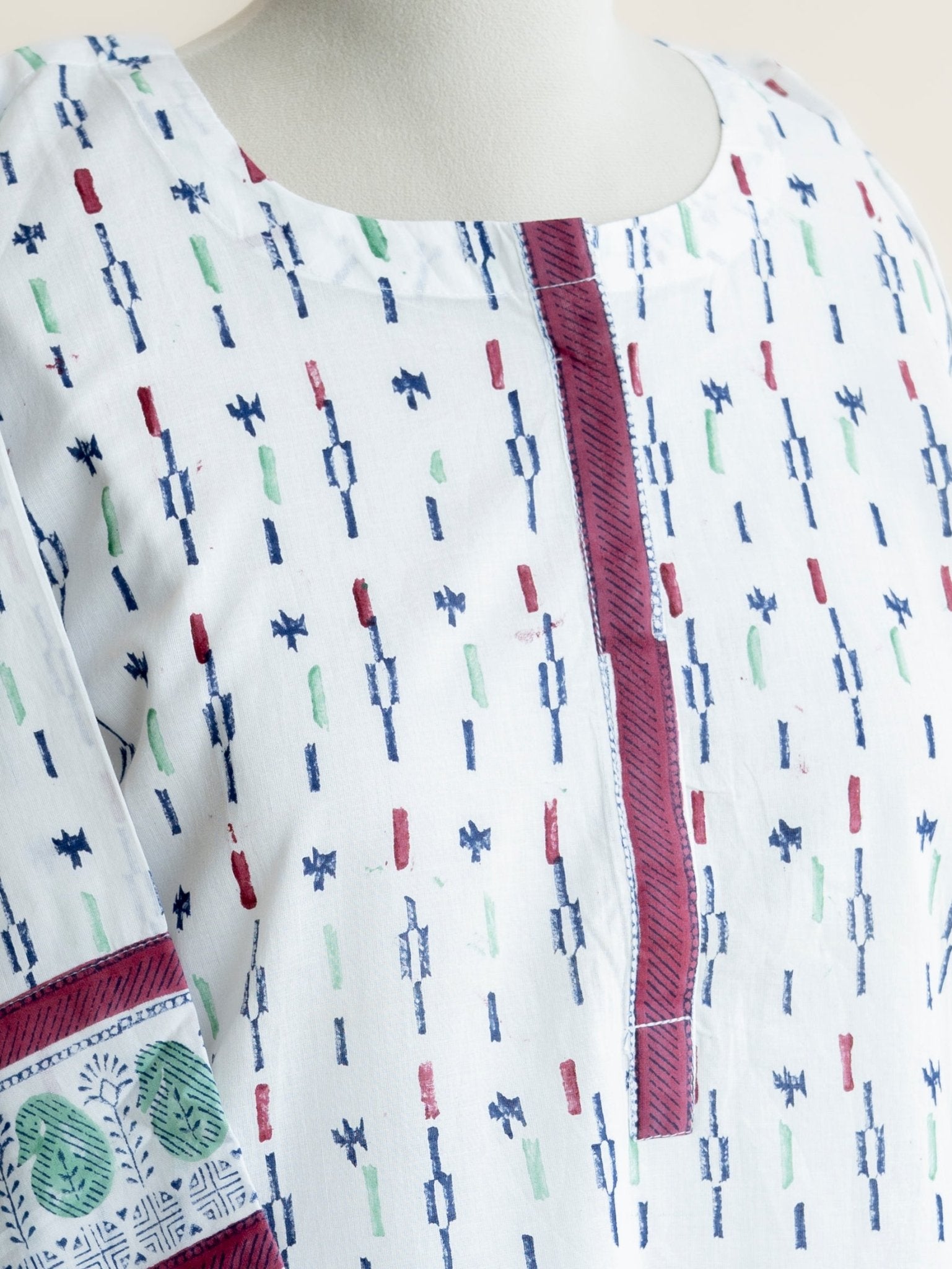 Rama Cotton Block Printed Straight Kurta - AINA