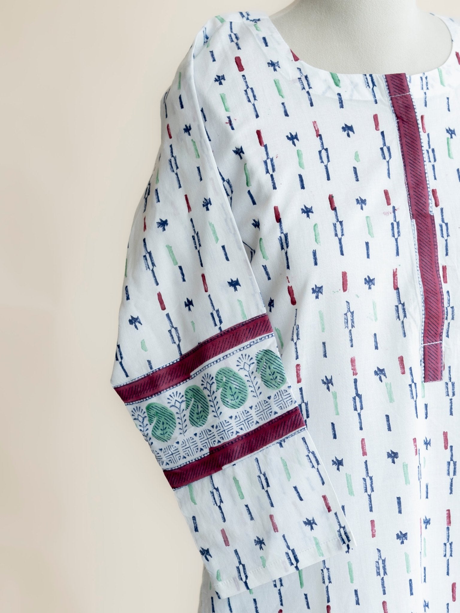 Rama Cotton Block Printed Straight Kurta - AINA