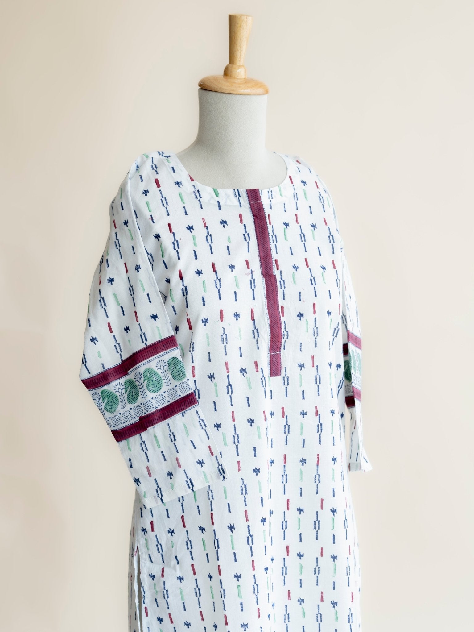 Rama Cotton Block Printed Straight Kurta - AINA