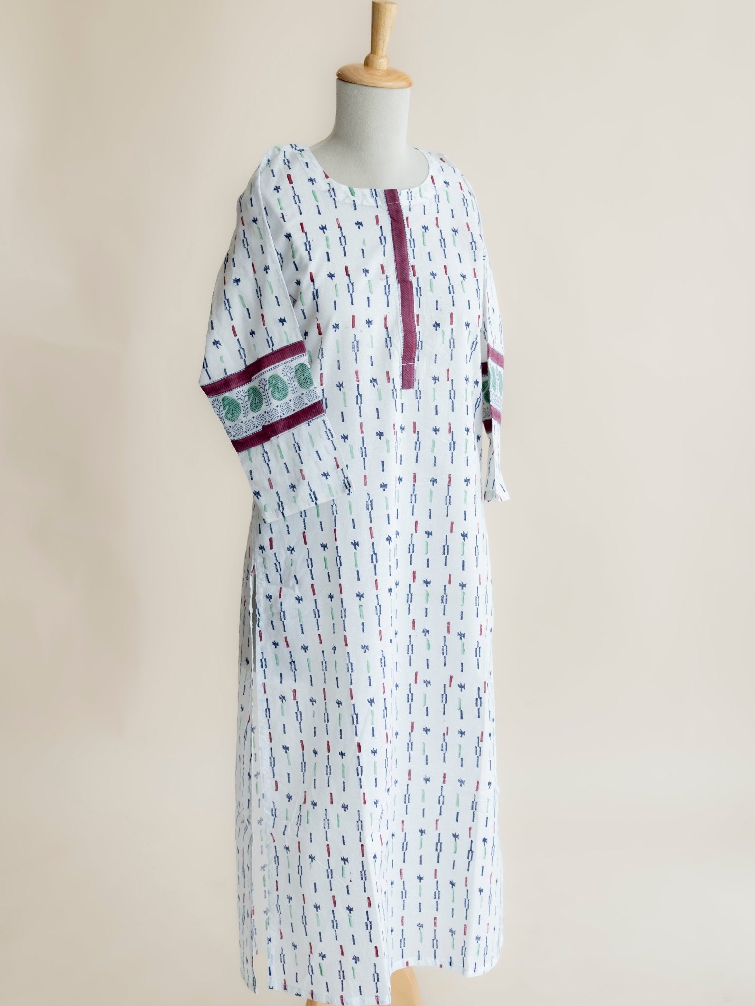 Rama Cotton Block Printed Straight Kurta - AINA