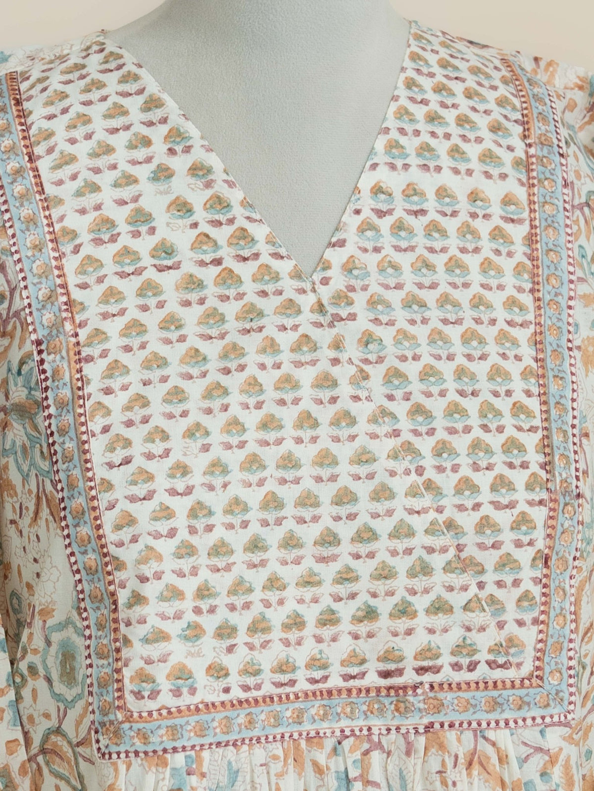 Raneem Cotton Block Printed A-Line Kurta - AINA