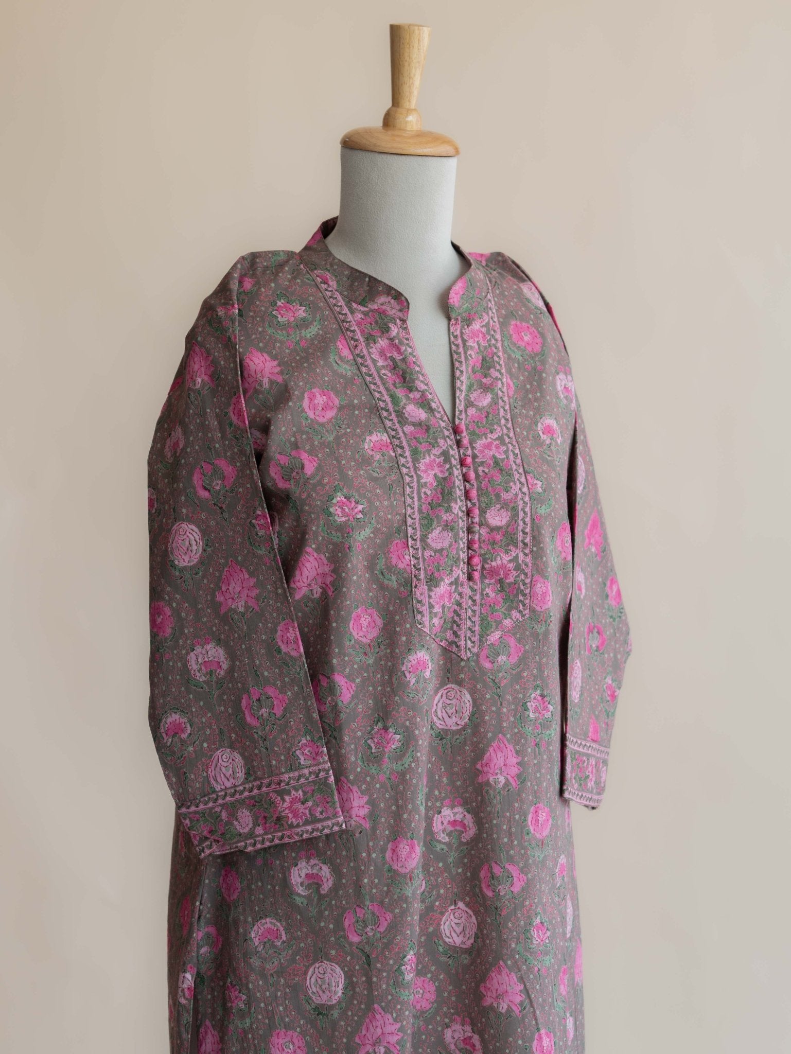 Raniya Cotton Block Printed Straight Kurta - AINA