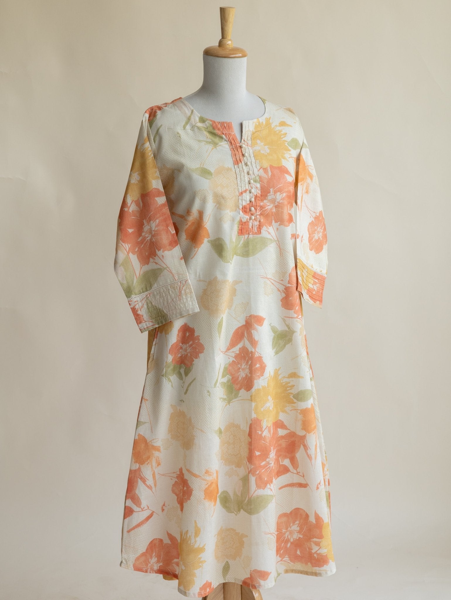 Rasya Cotton Printed A - Line Kurta - AINA