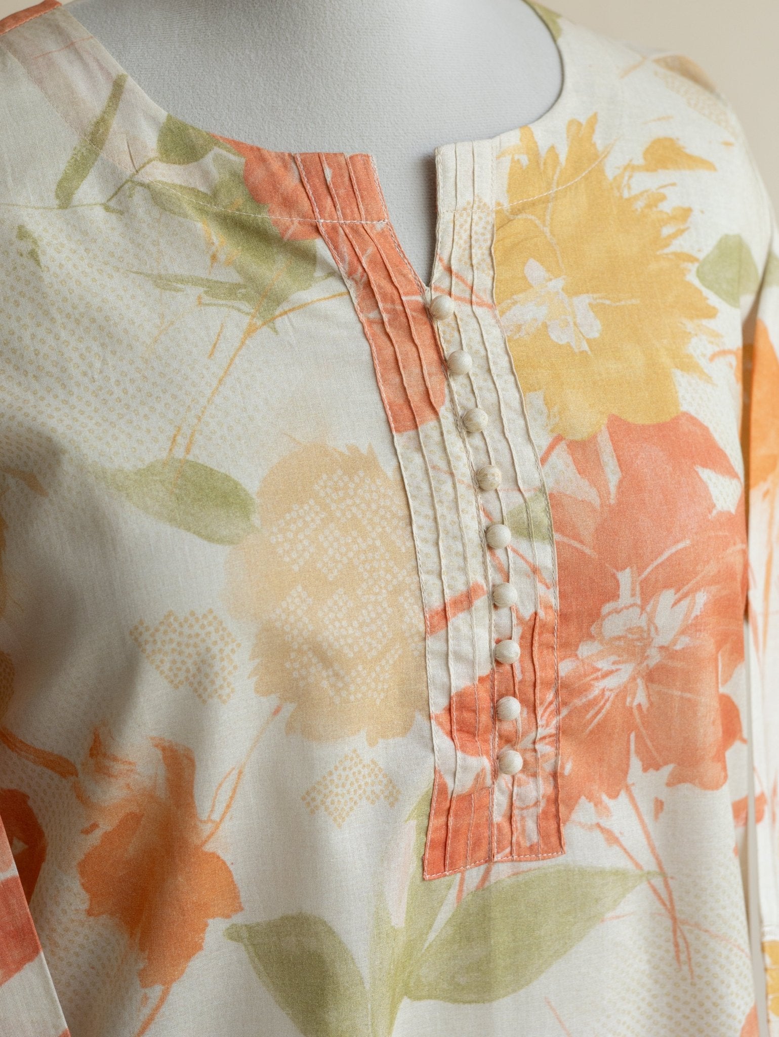 Rasya Cotton Printed A - Line Kurta - AINA